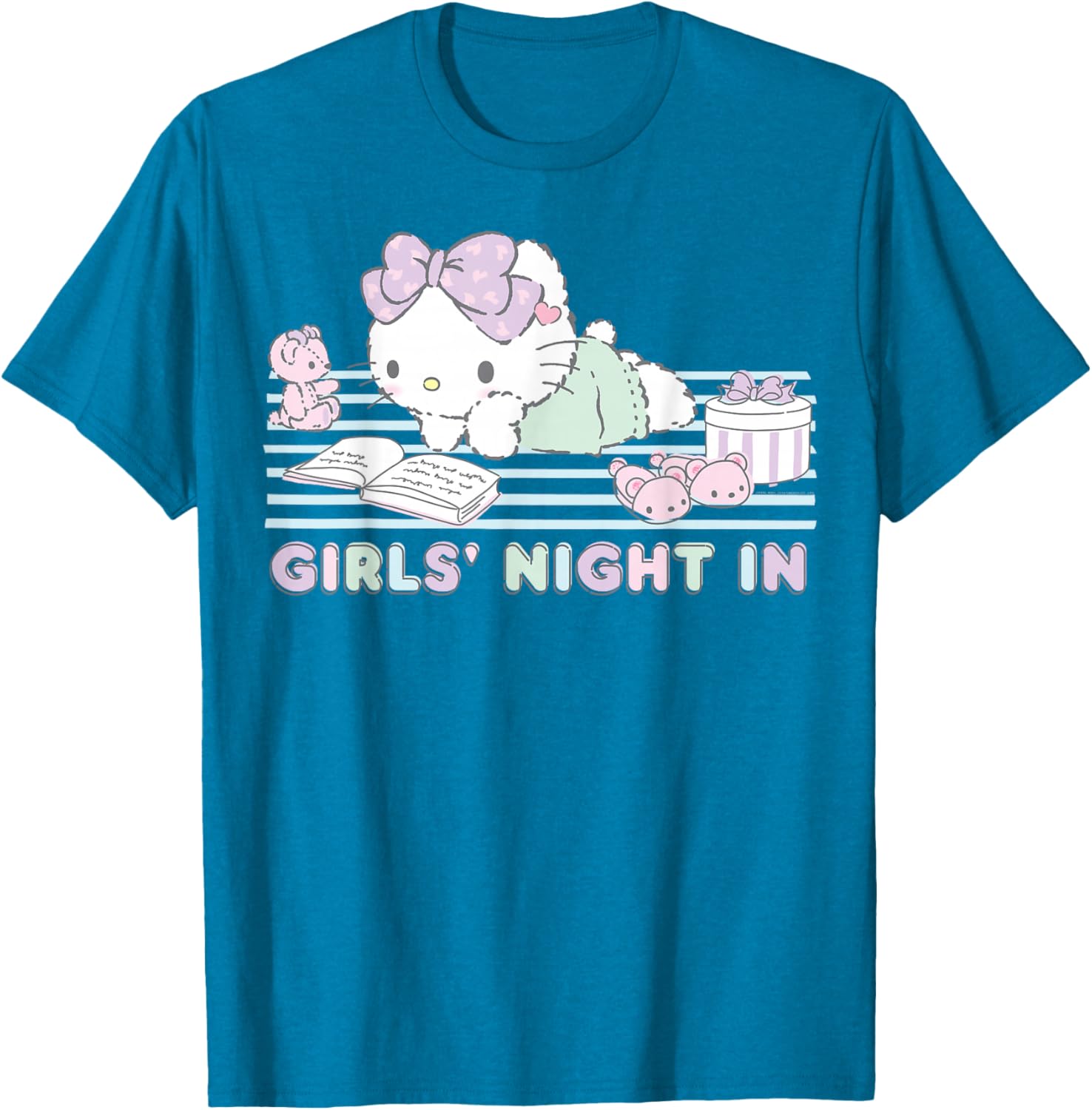 Hello Kitty Girls Night In Reading Short Sleeve T-Shirt for Fun Style - 5
