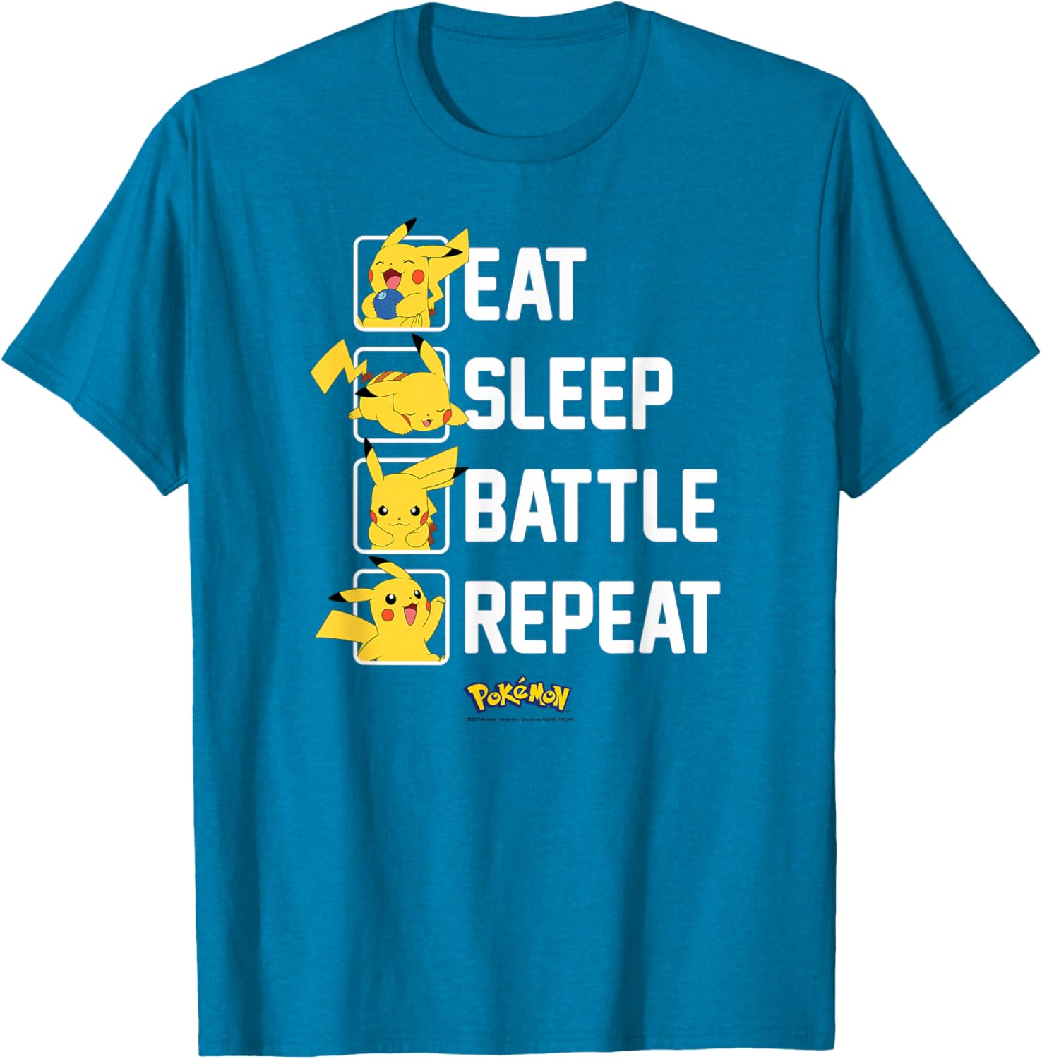 Pikachu Eat Sleep Battle Repeat T-Shirt for Pokémon Fans and Gamers - 5