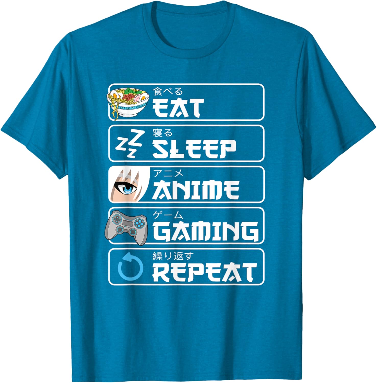 Eat Sleep Anime Gaming Repeat T-Shirt for Otaku Boys and Men - 6