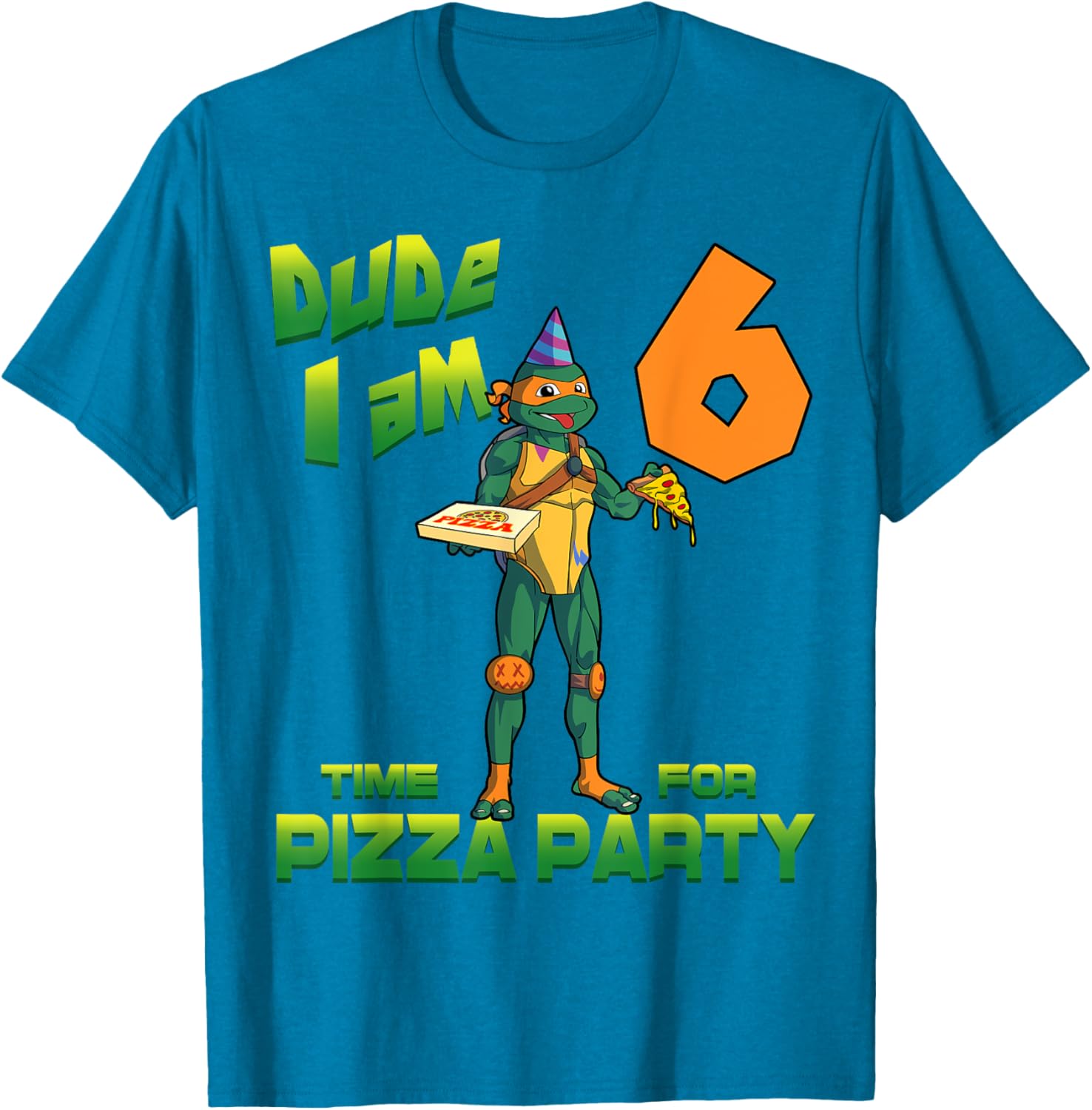 Mademark TMNT Michelangelo Pizza Birthday T-Shirt for 6 Year Olds - 23