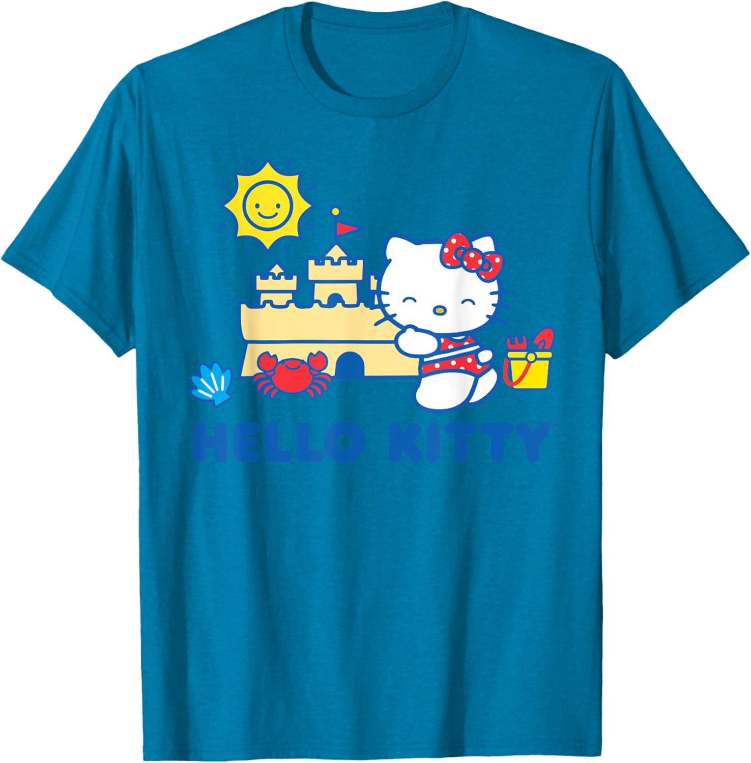 Hello Kitty Summer Sandcastle T-Shirt for Beach Fun and Playful Style - 12