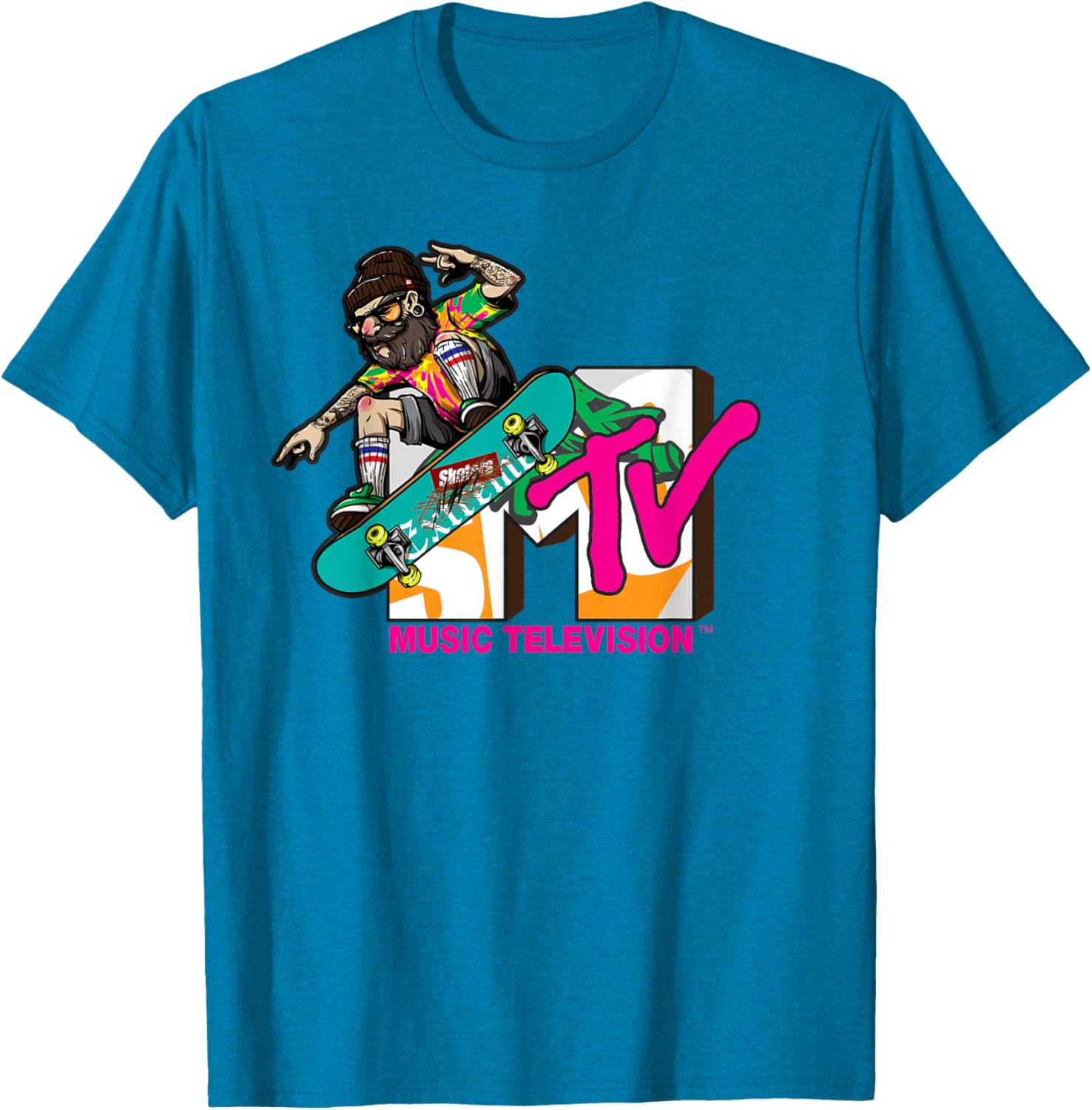 Mademark x MTV Hipster Skater T-Shirt - Trendy Logo Graphic Tee - 19
