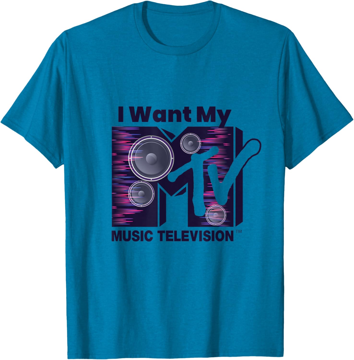 Mademark x MTV Violet Blue T-Shirt with Iconic Logo and Boom Box Design - 15