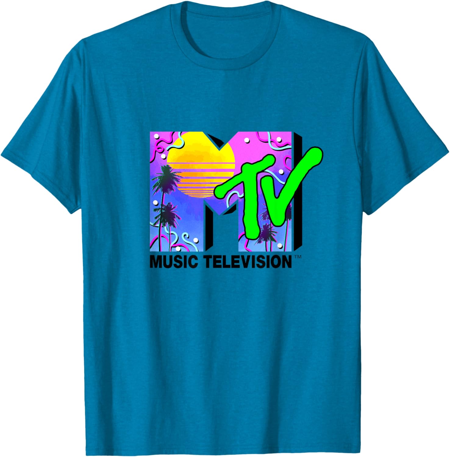 Mademark x MTV Miami Logo Art Deco Colors Sun T-Shirt for Trendy Style - 2