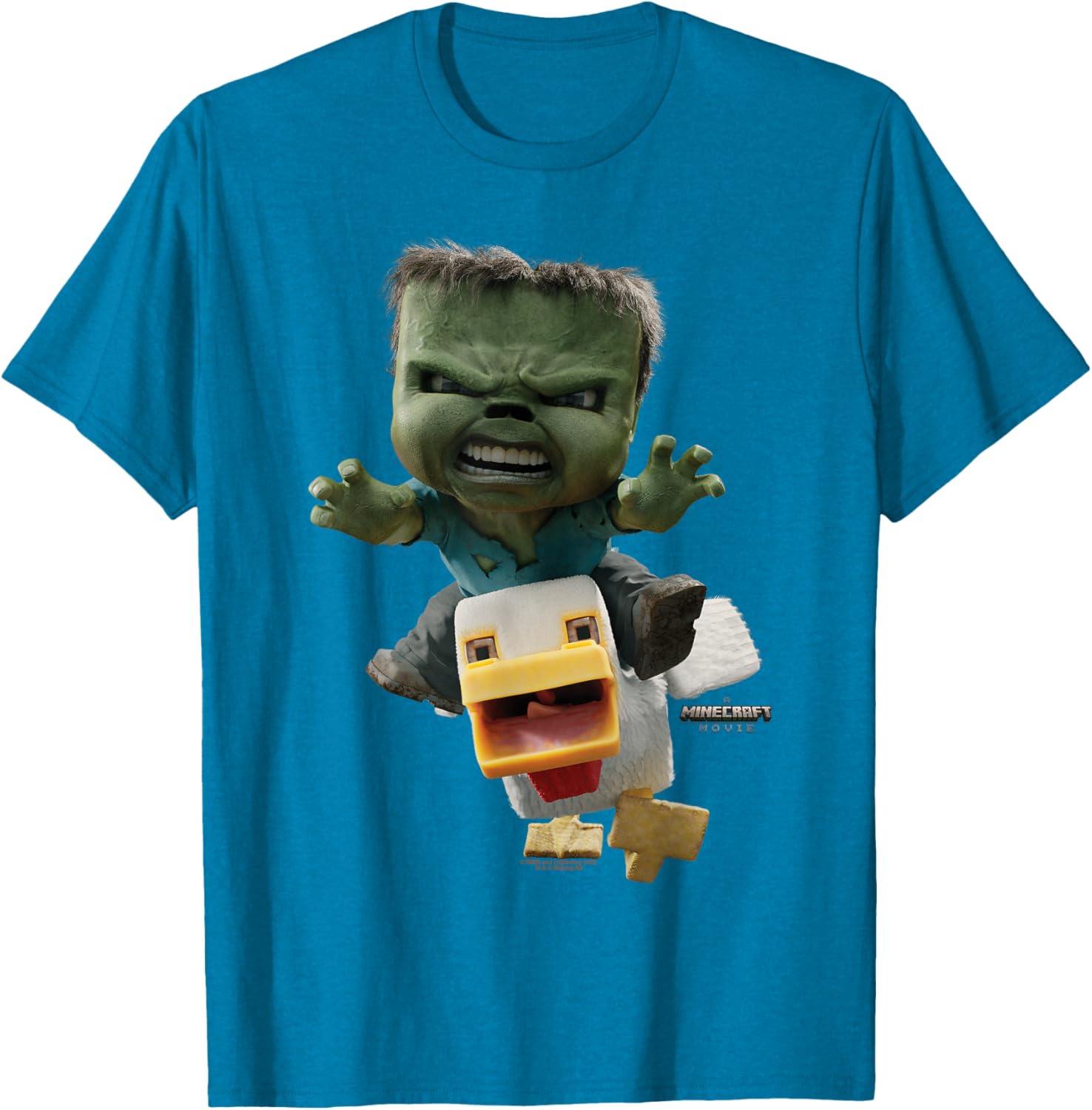 Cool Minecraft Movie Chicken Jockey Baby Zombie Attack T-Shirt for Kids - 19