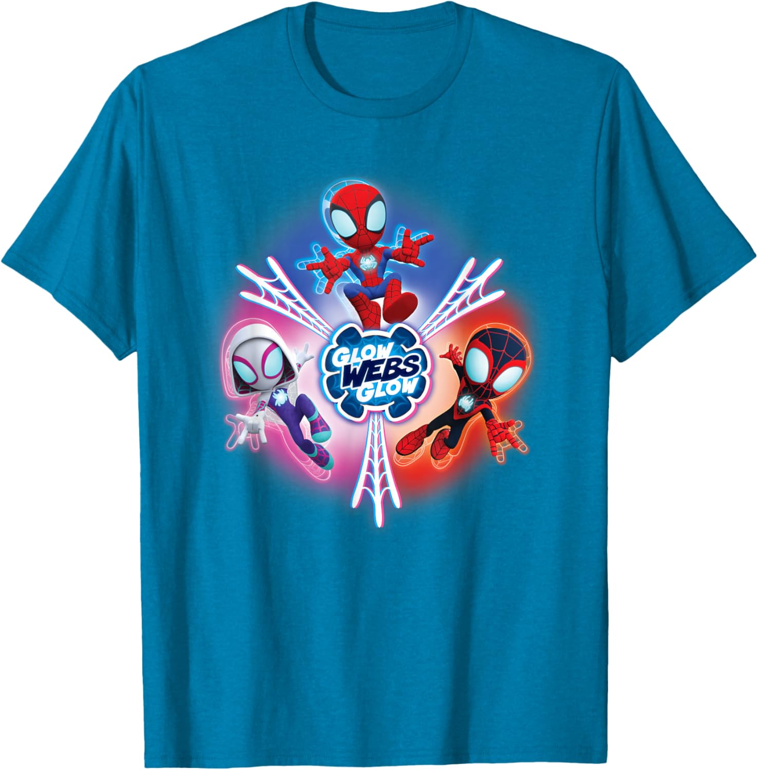 Marvel Spidey and Friends Glow Webs T-Shirt for Kids and Fans - 24