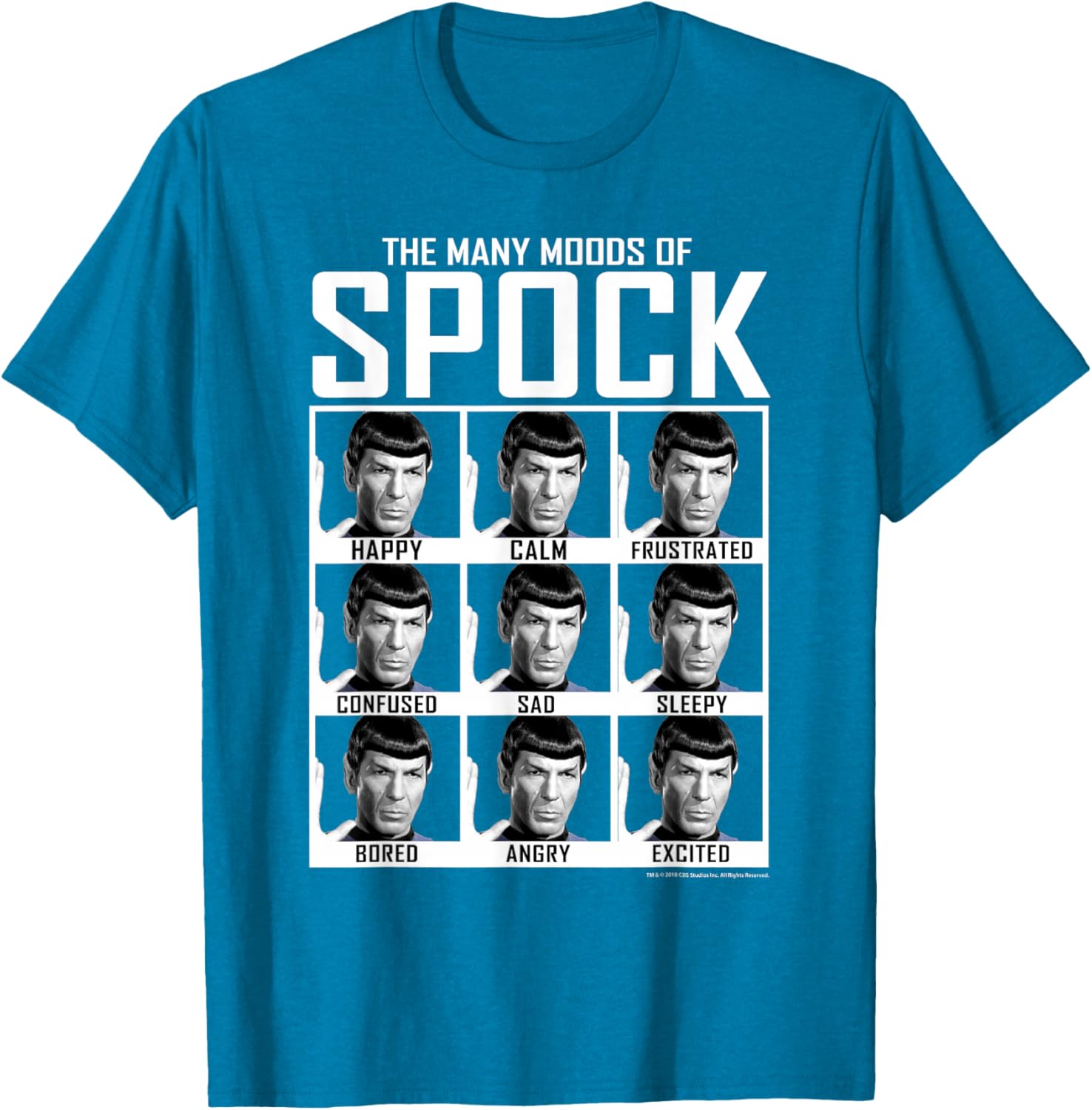 Star Trek Spock Moods Textbook T-Shirt for Fans of Classic Sci-Fi Fashion - 17