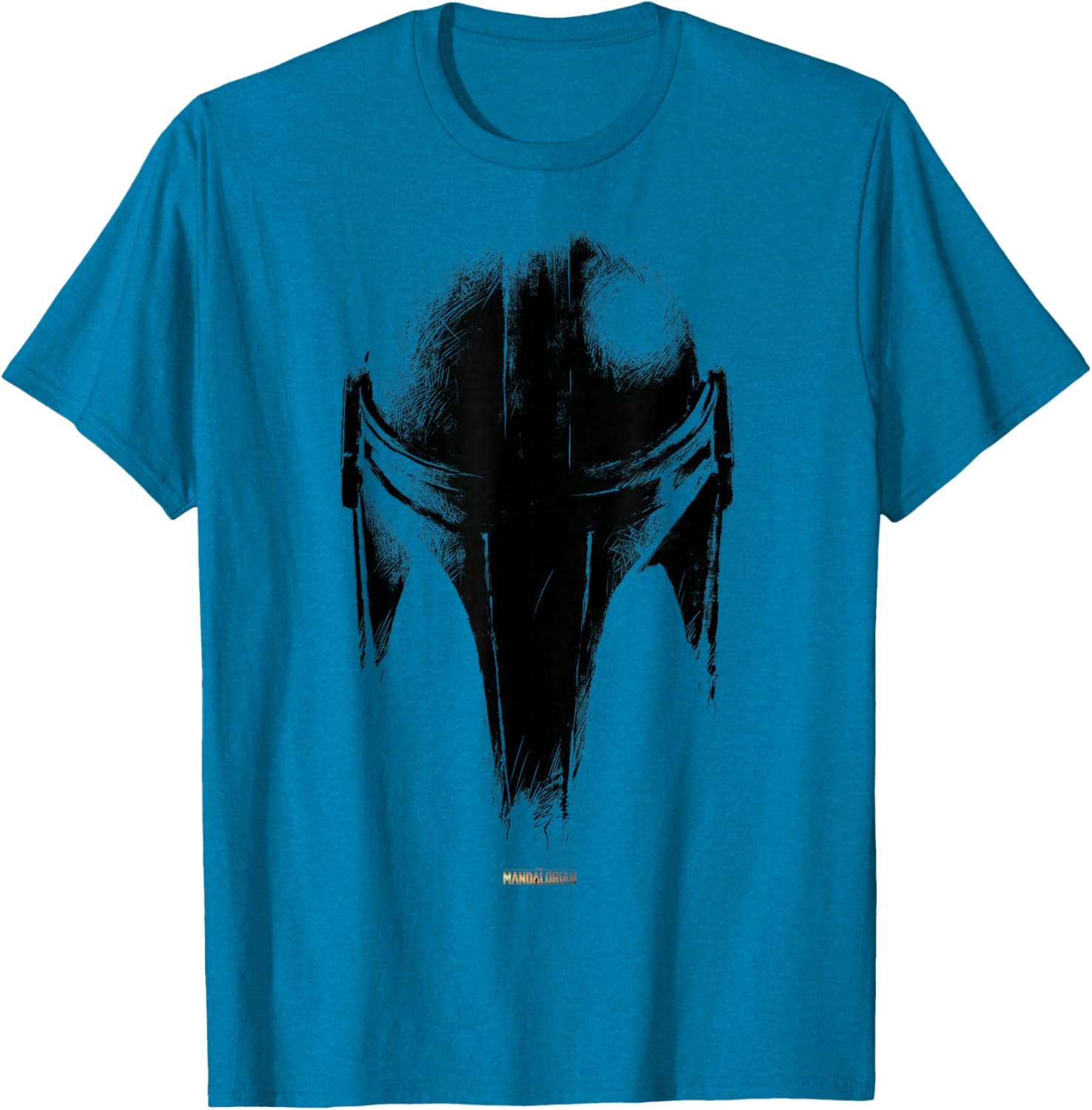 Star Wars The Mandalorian Dark Helmet Sketched T-Shirt for Fans - 9