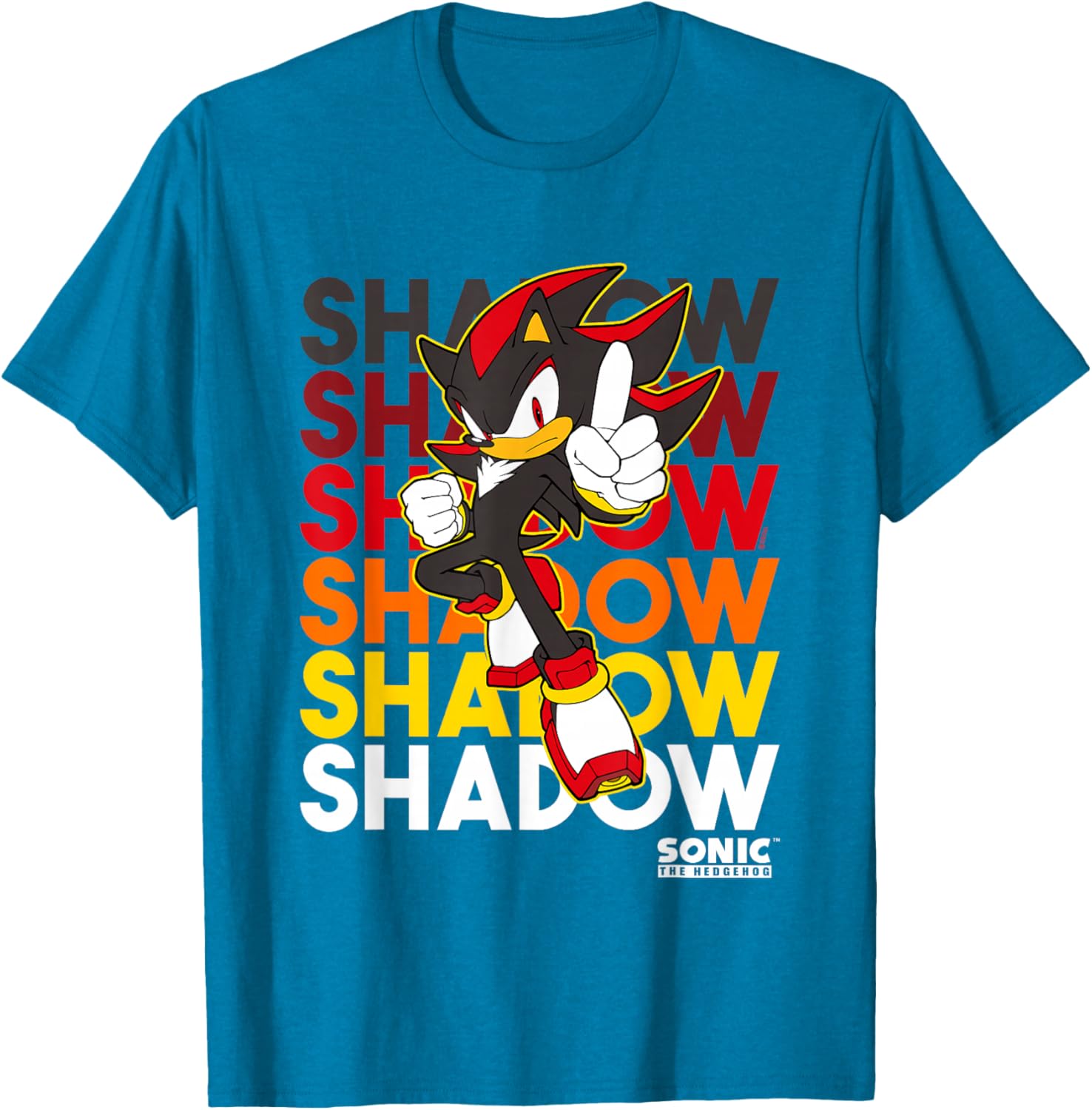 Sonic The Hedgehog Shadow Logo Stacked Text Cool Graphic T-Shirt - 5