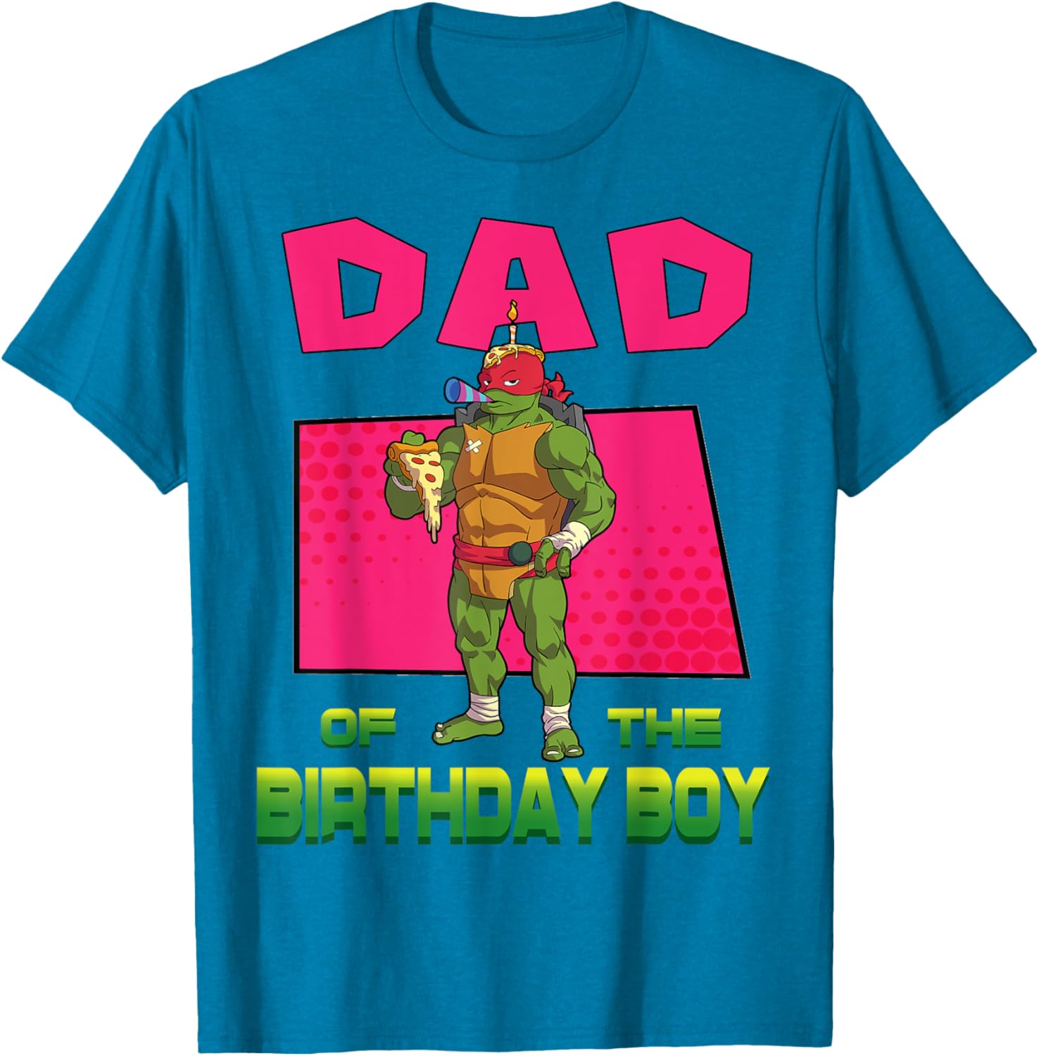 Mademark TMNT Raphael Daddy of the Birthday Boy Pizza Party T-Shirt - 1