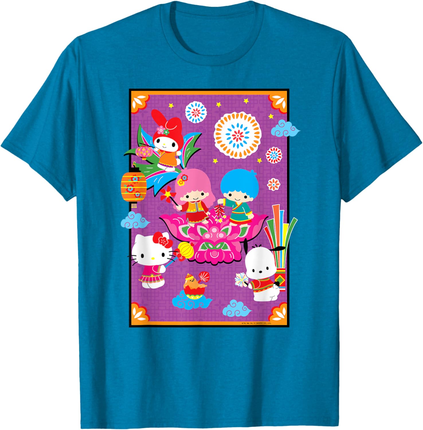 Hello Kitty & Friends Lunar New Year T-Shirt for Adults - Black, Small - 12