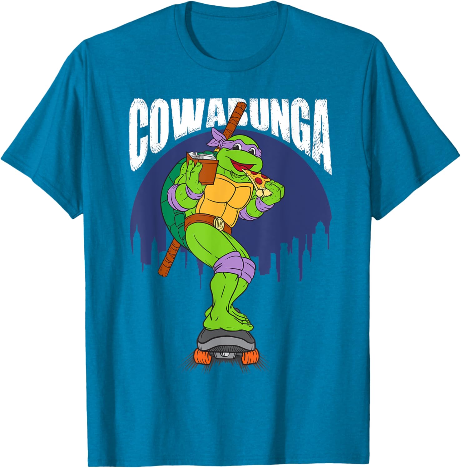 Cowabunga Donatello on Skates Pizza T-Shirt for TMNT Fans - 7