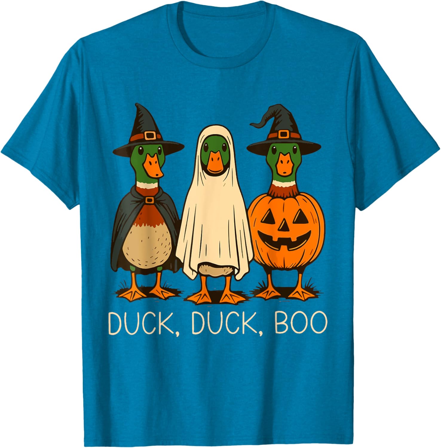 Cute Duck Duck Boo Halloween Pumpkin T-Shirt for Fall Fun - 10