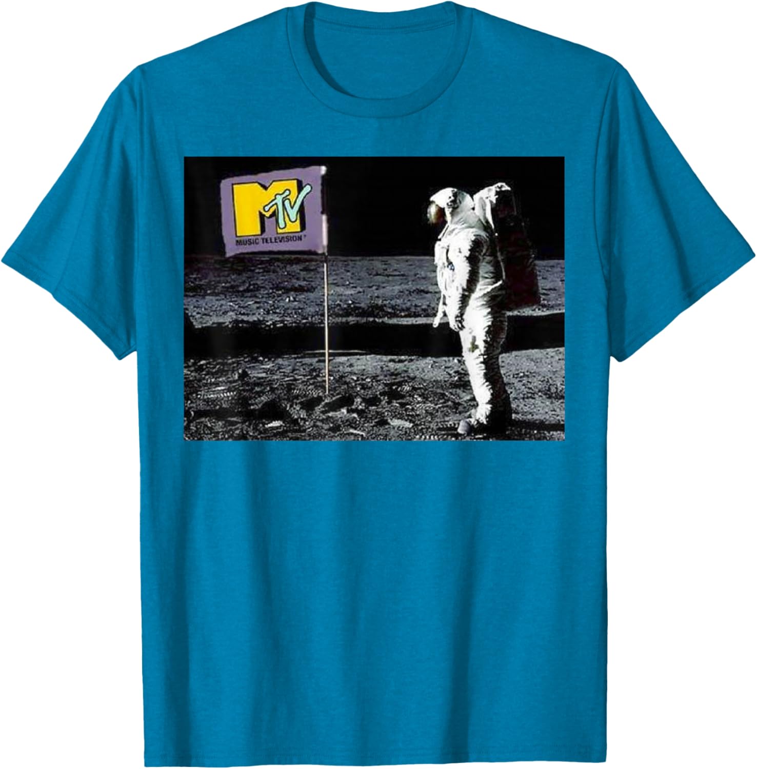 MTV Man On The Moon Logo Graphic Tee Short Sleeve T-Shirt for Fans - 5
