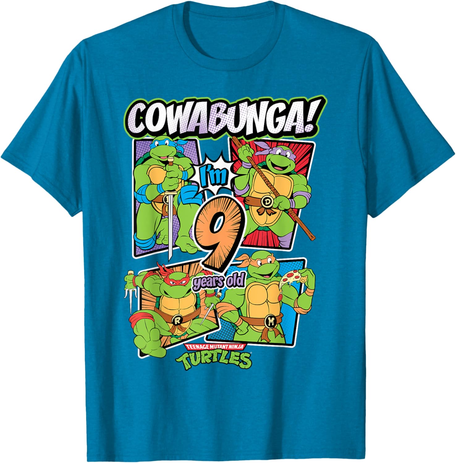 Mademark Teenage Mutant Ninja Turtles Cowabunga 9th Birthday T-Shirt - 13