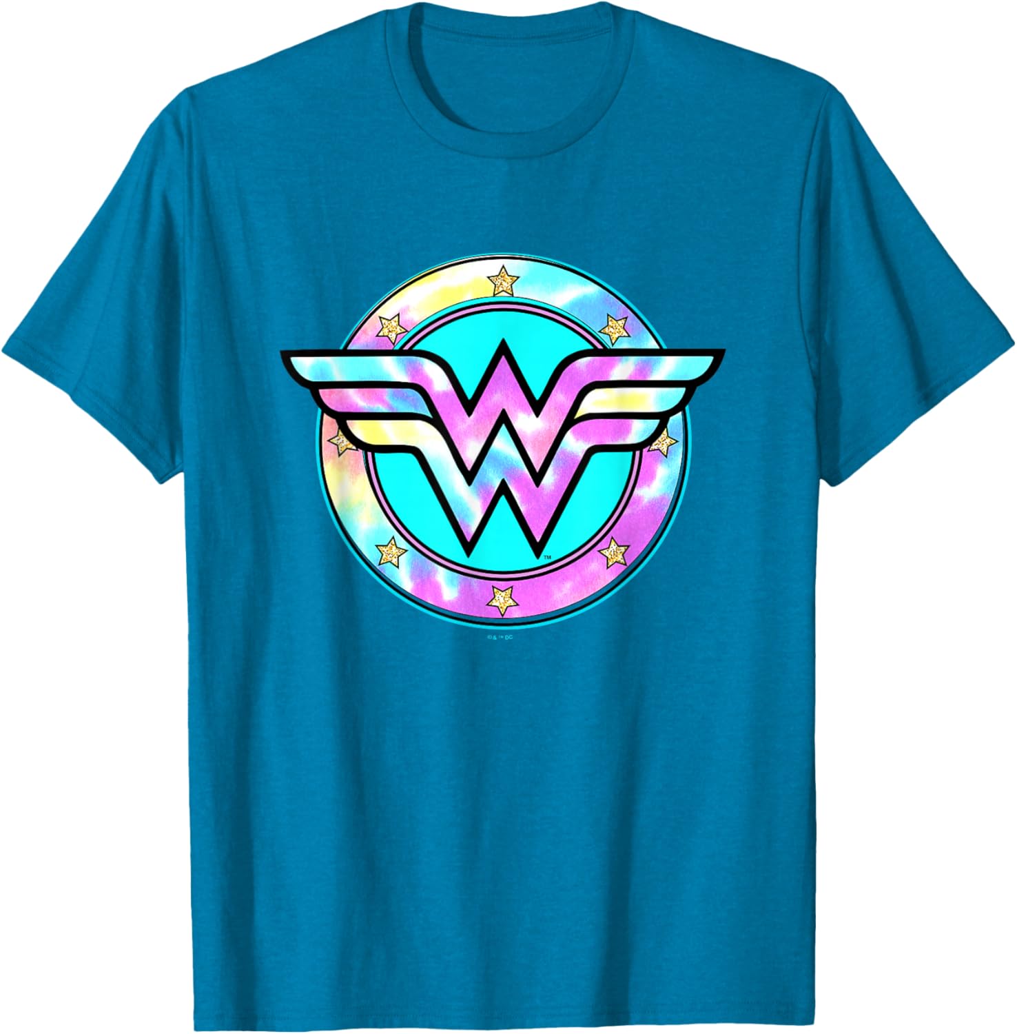 Wonder Woman Rainbow Tie-Dye Superhero Badge T-Shirt for Fans - 12