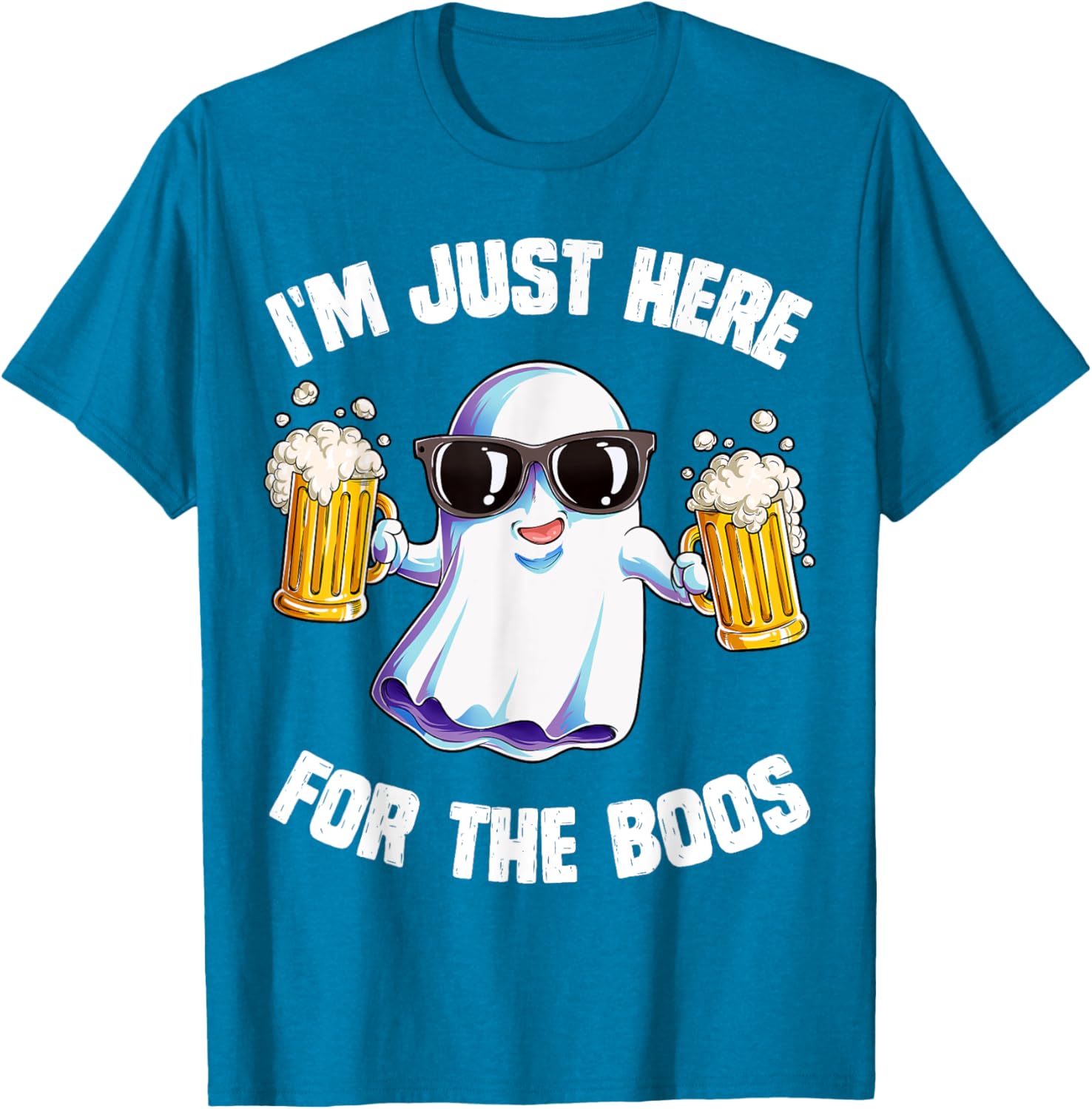 Funny Halloween Ghost T-Shirt for Men and Women I'm Just Here For The Boos - 13