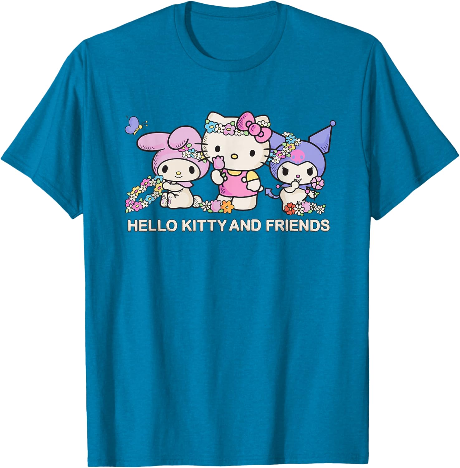 Hello Kitty and Friends Flower Crowns T-Shirt in Black for Kids Small - 8