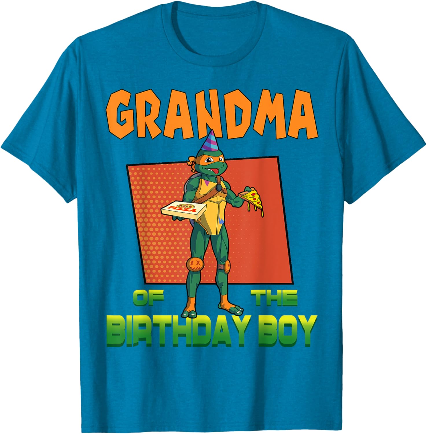 Mademark TMNT Mikey Grandma Birthday Boy Pizza Party T-Shirt for Kids - 25