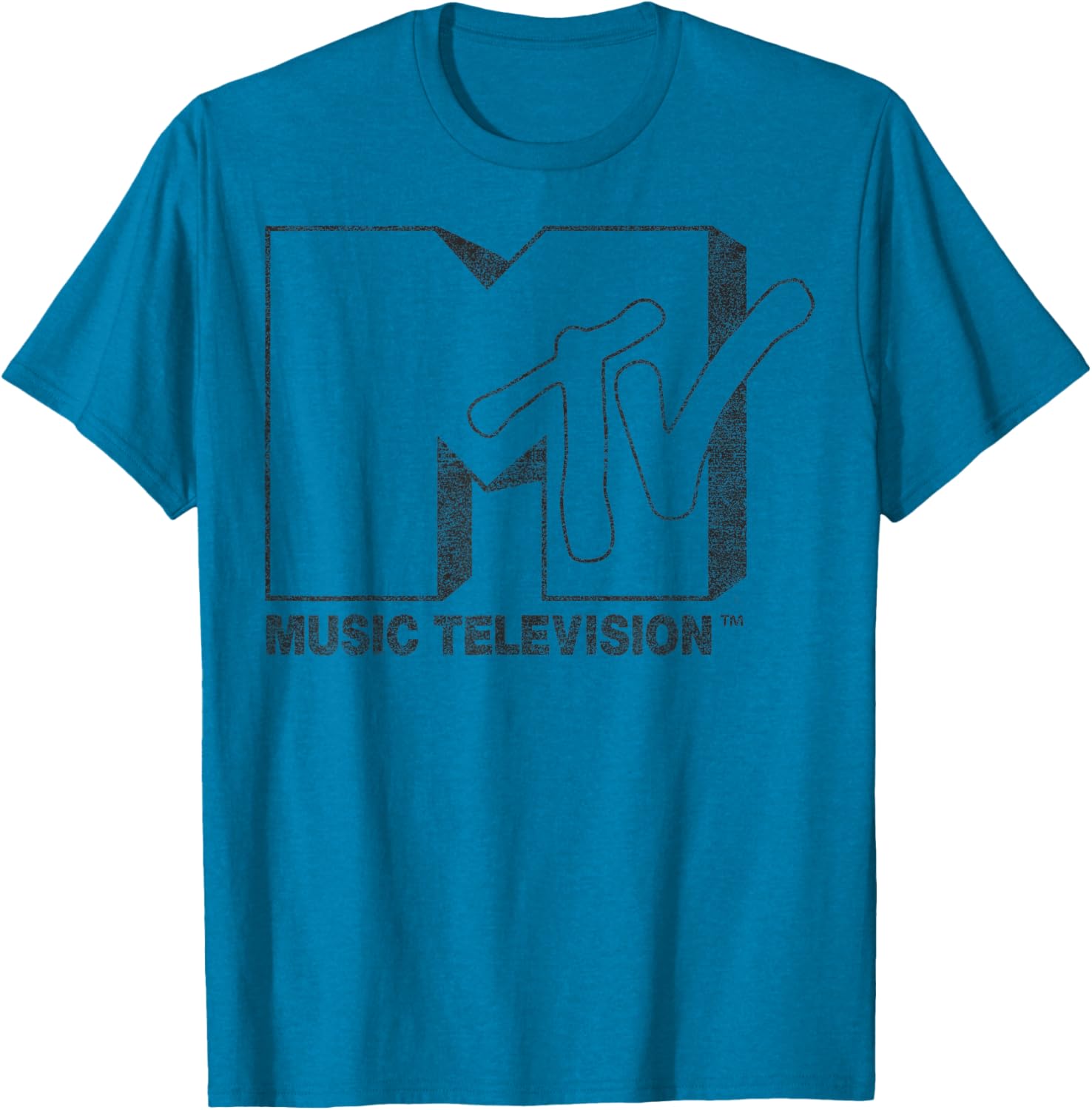MTV Distressed Vintage Black and White Logo Graphic T-Shirt for Trendy Style - 2