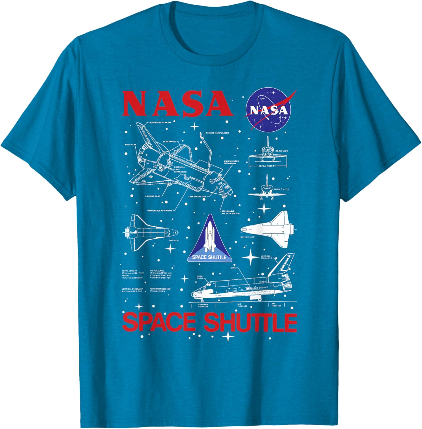 NASA Space Shuttle Blueprint T-Shirt for Space Enthusiasts and Fans - 9