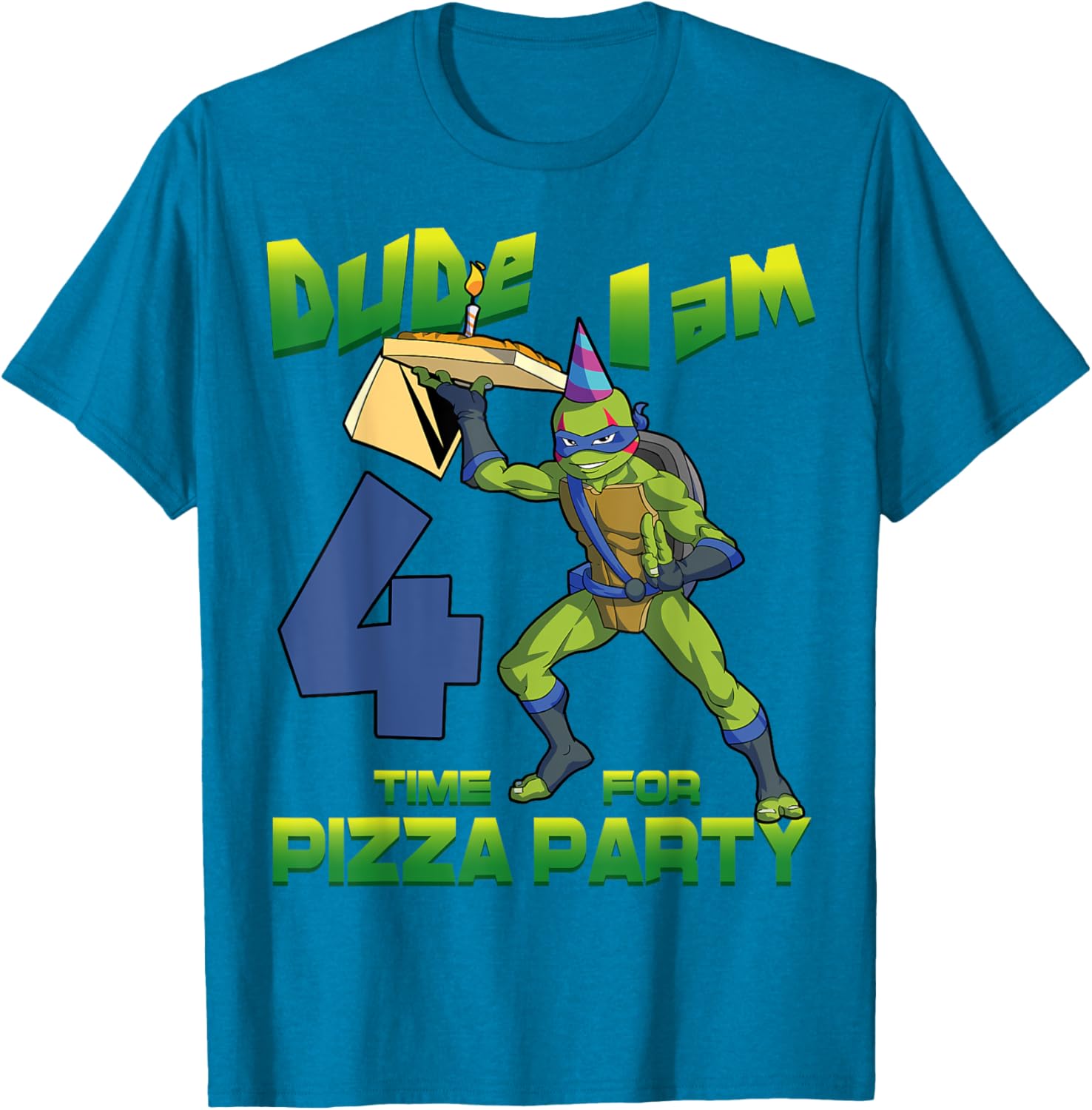TMNT Leo Pizza Birthday Party T-Shirt for 4 Year Olds - Fun Design - 18