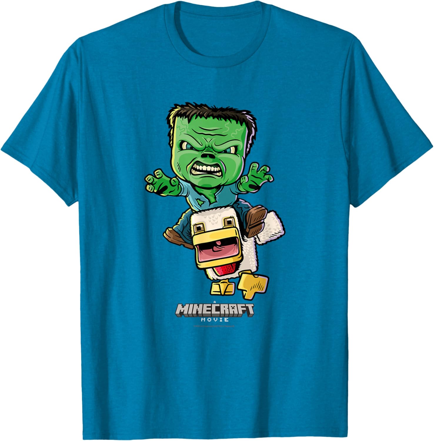 Minecraft Chicken Jockey Baby Zombie Animated T-Shirt for Kids and Fans - 14
