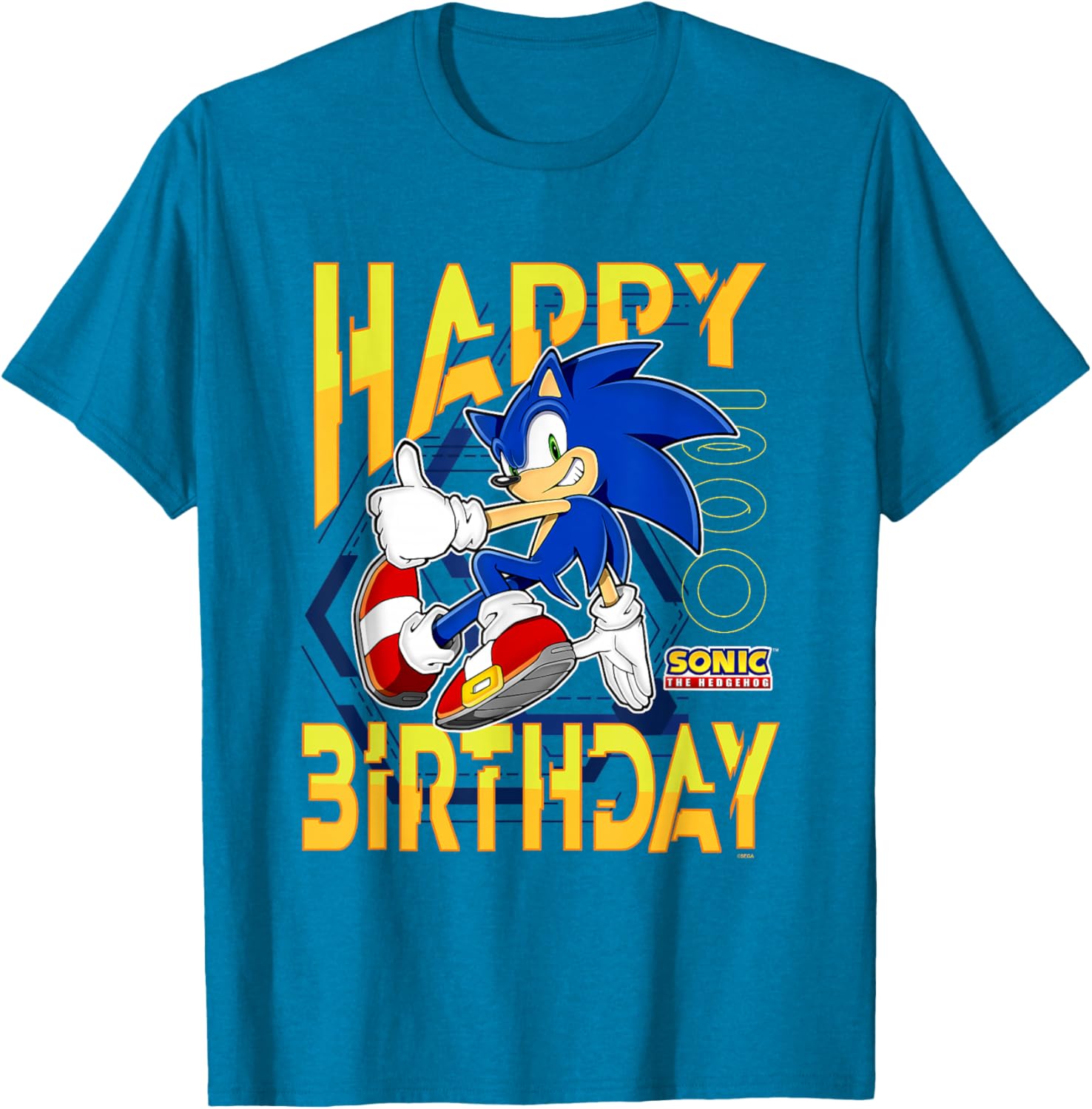 Sonic The Hedgehog Birthday T-Shirt with Thumbs Up Logo for Kids - 1