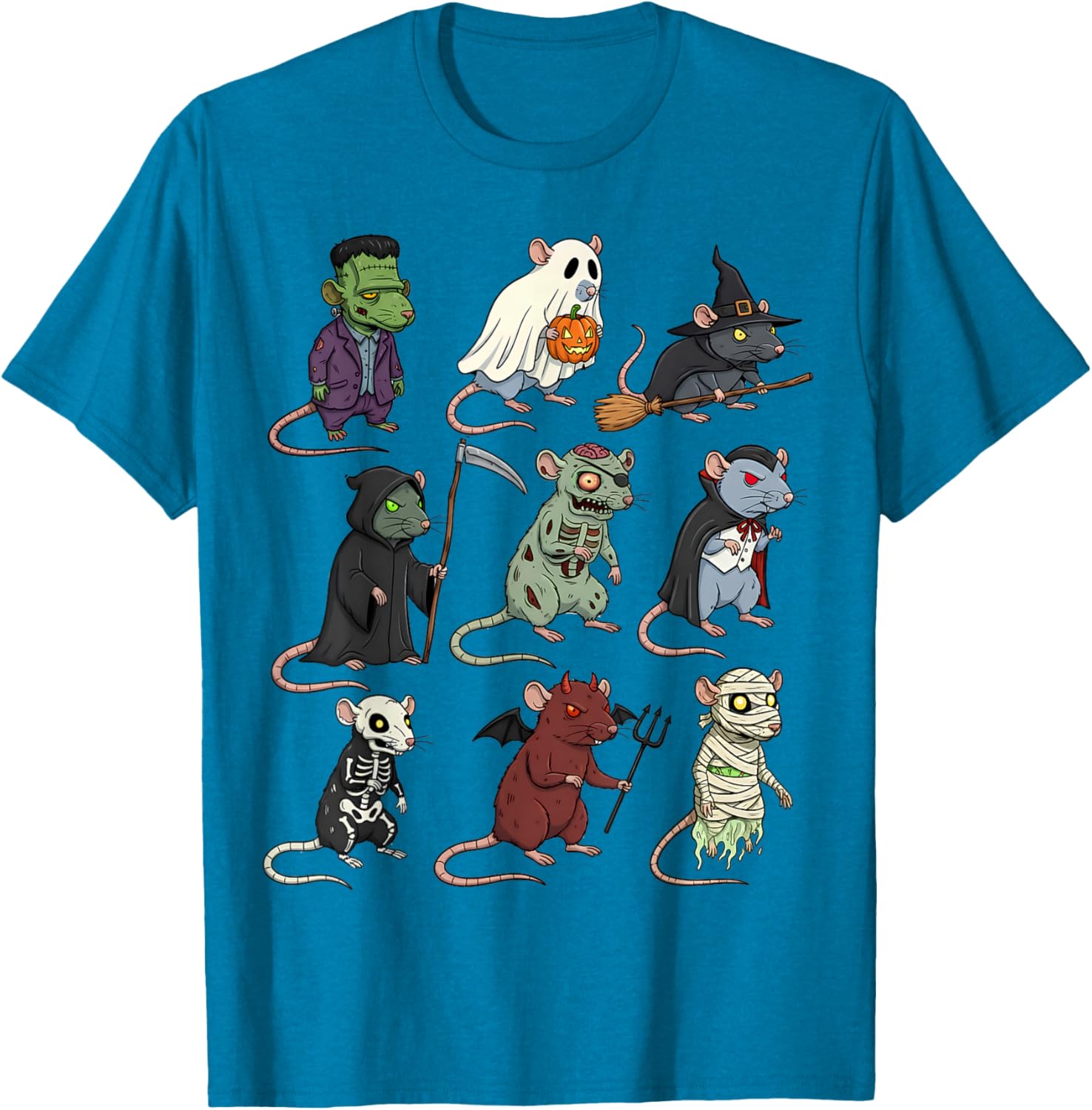 Spooky Witch Zombie Rat Halloween T-Shirt for Boys and Girls - 7