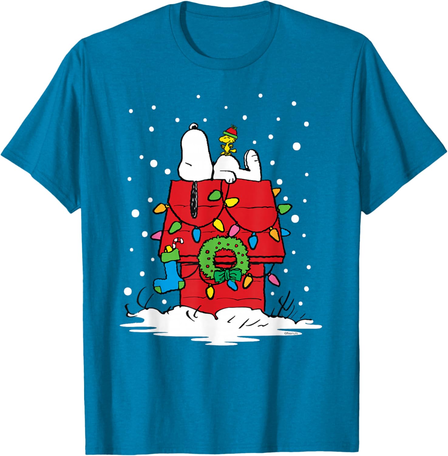 Peanuts Snoopy Woodstock Holiday Stocking T-Shirt for Festive Fun - 15