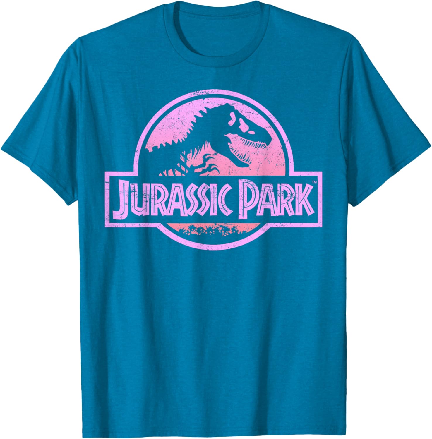 Jurassic Park Neon Pink Logo Graphic T-Shirt for Retro Style Fans - 8