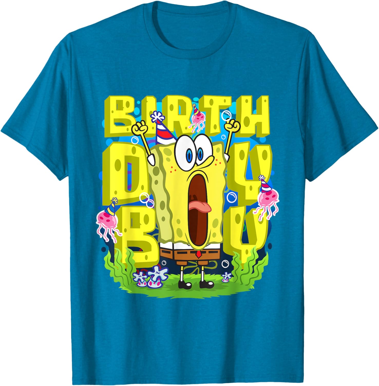 Mademark SpongeBob SquarePants Birthday Boy Funny T-Shirt for Kids - 14