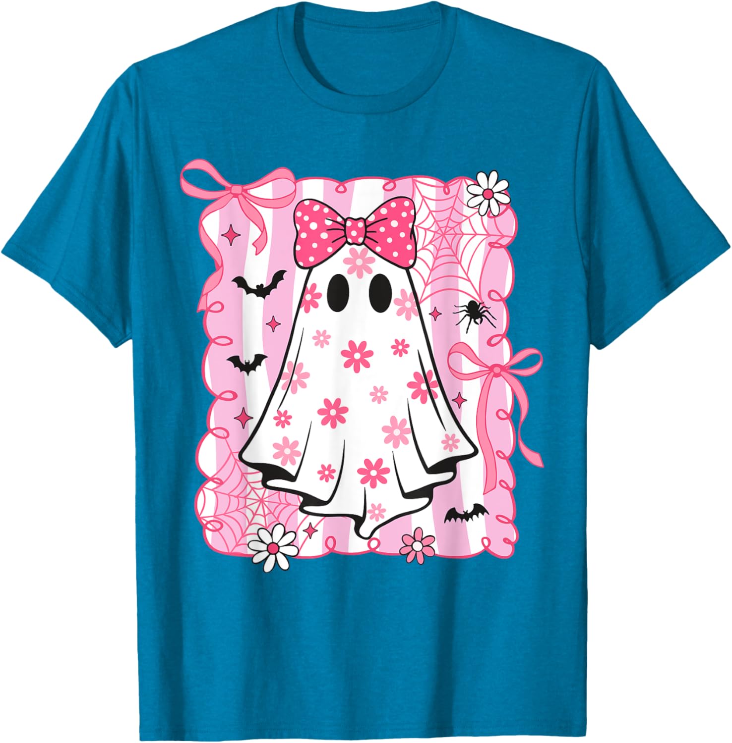Spooky Vibes Pink Ghost T-Shirt for Women and Kids - Perfect Halloween Style - 23
