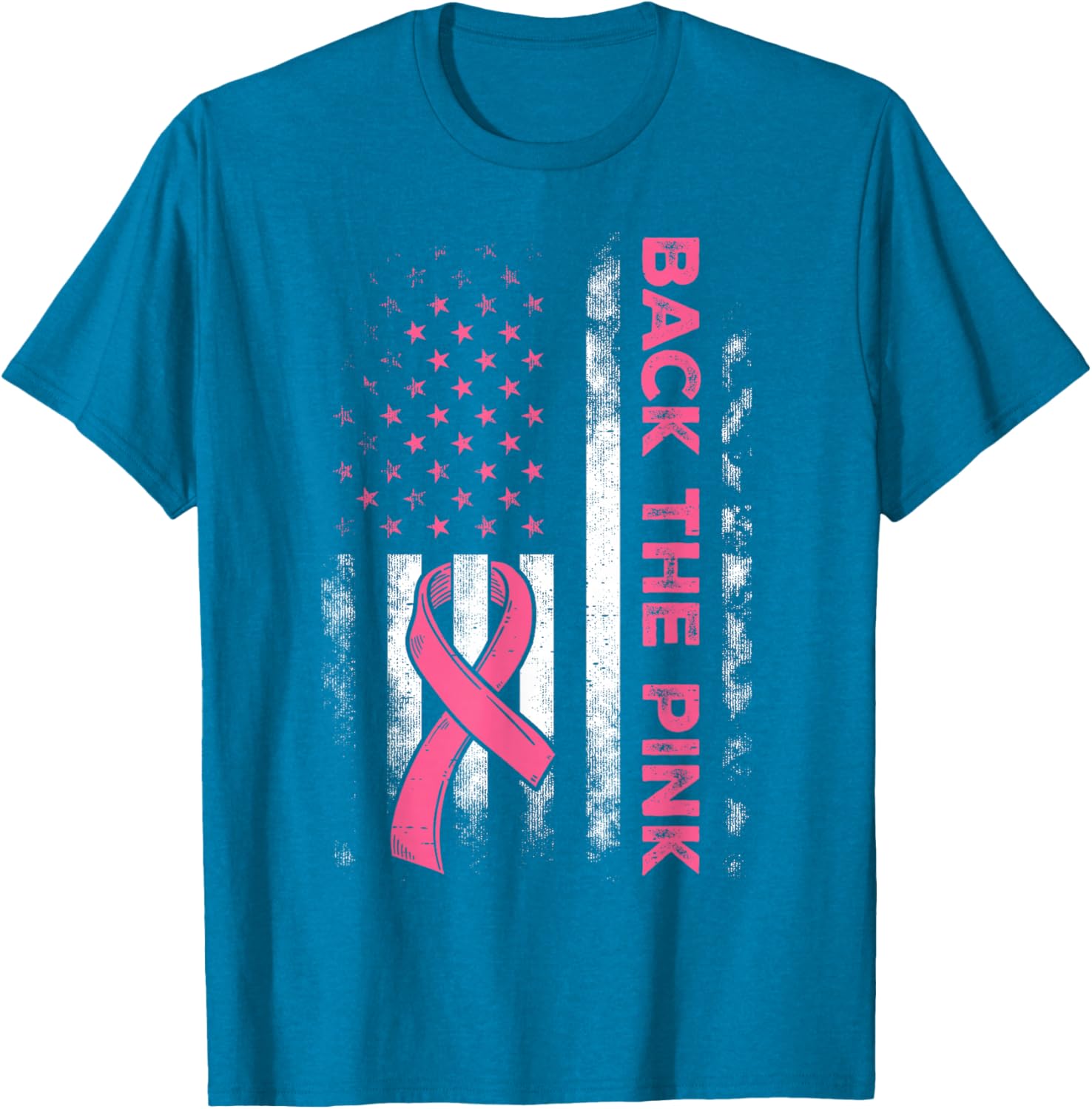 Back The Pink US Flag Breast Cancer Awareness T-Shirt for All Ages - 10