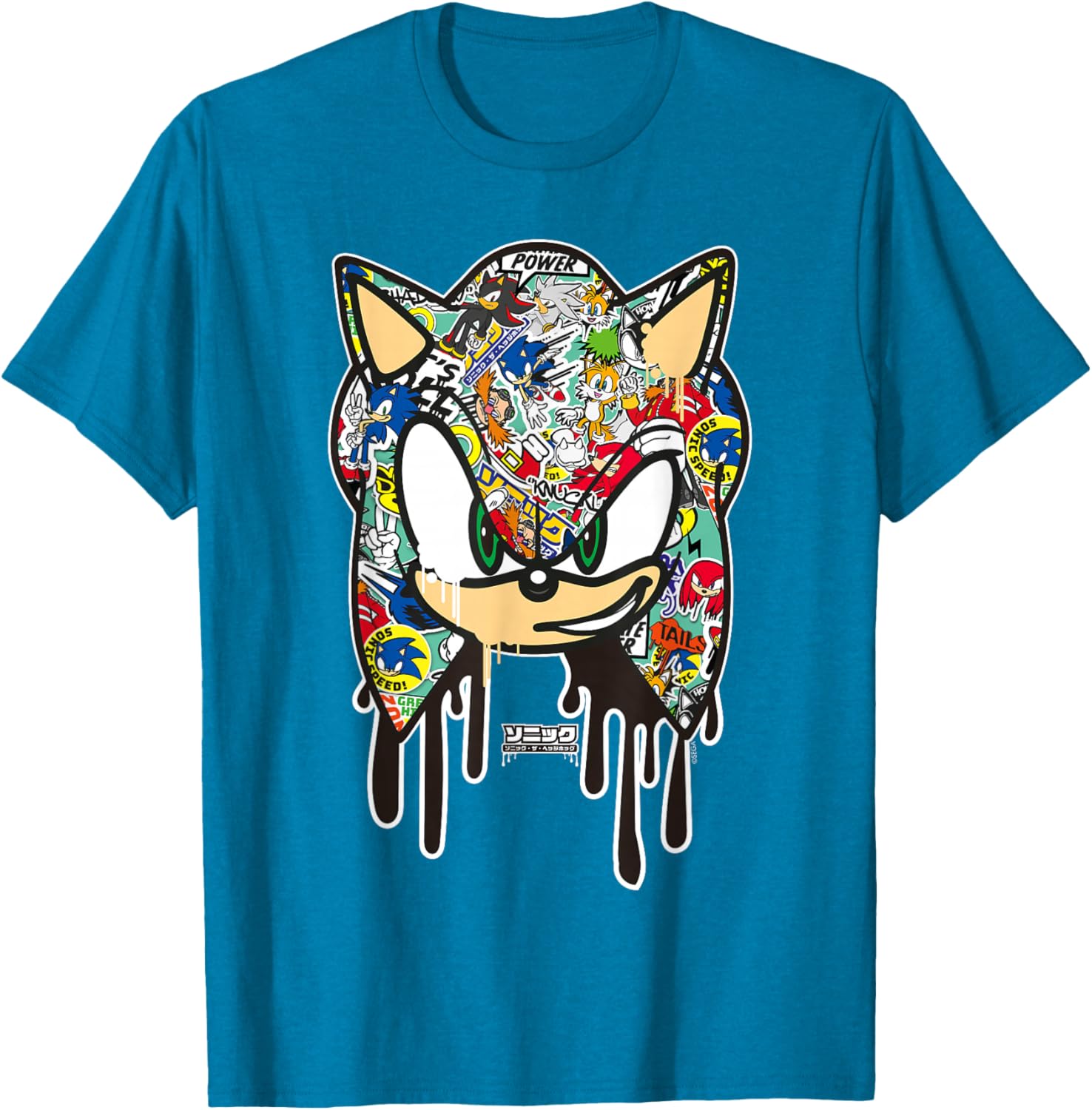 Sonic the Hedgehog Sticker T-Shirt for Fans of Cool Cartoon Style - 16