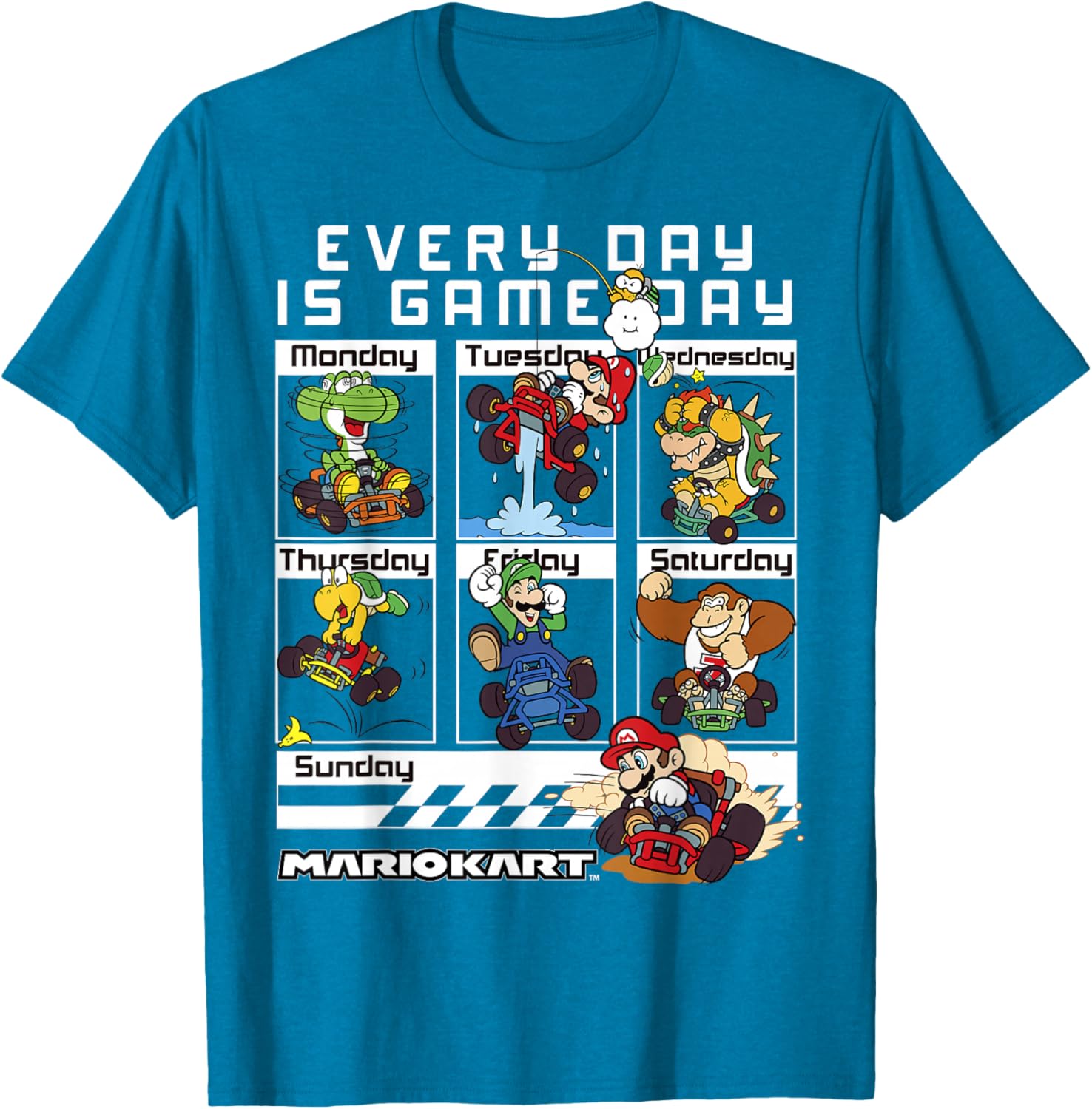Mario Kart Everyday Is Game Day Graphic T-Shirt for Gamers and Fans - 8