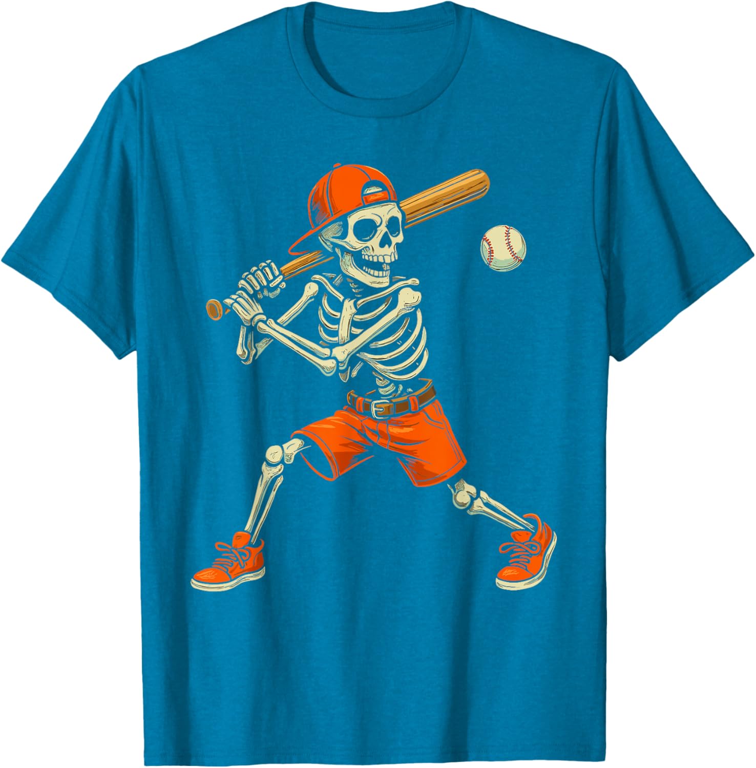 Funny Skeleton Baseball Halloween Costume T-Shirt for Kids and Men - 12