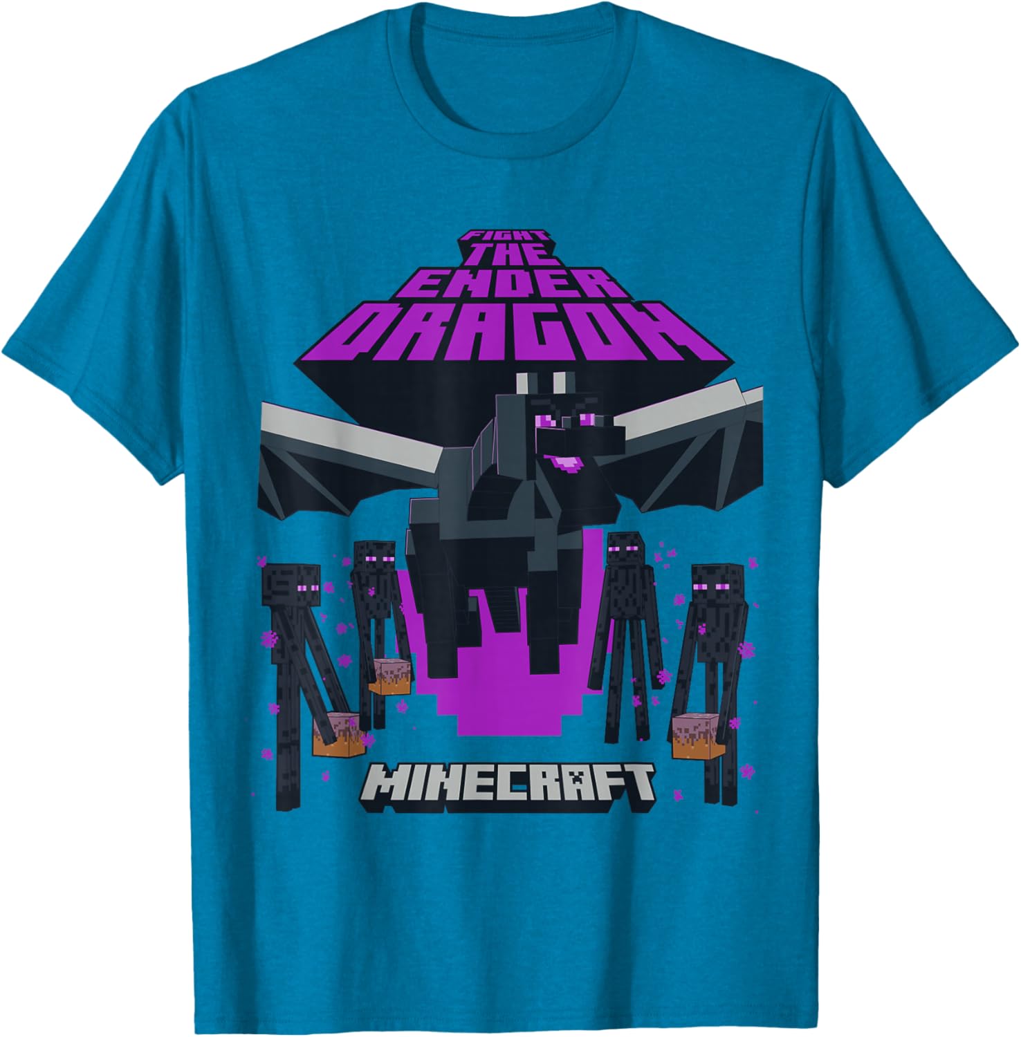 Minecraft Ender Dragon Fight T-Shirt with Endermen Design for Gamers - 5