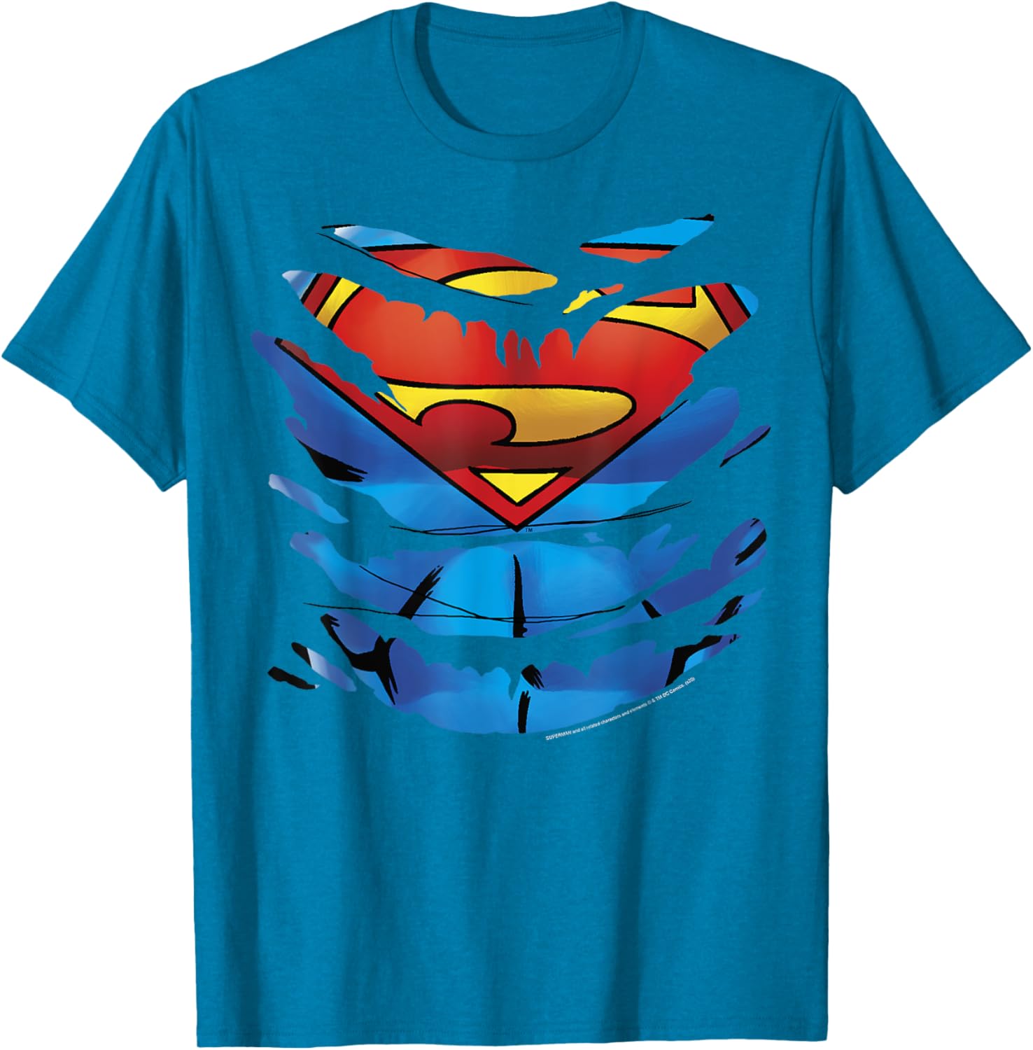 Superman Costume Rip Through T-Shirt for Fans of DC Comics Apparel - 8
