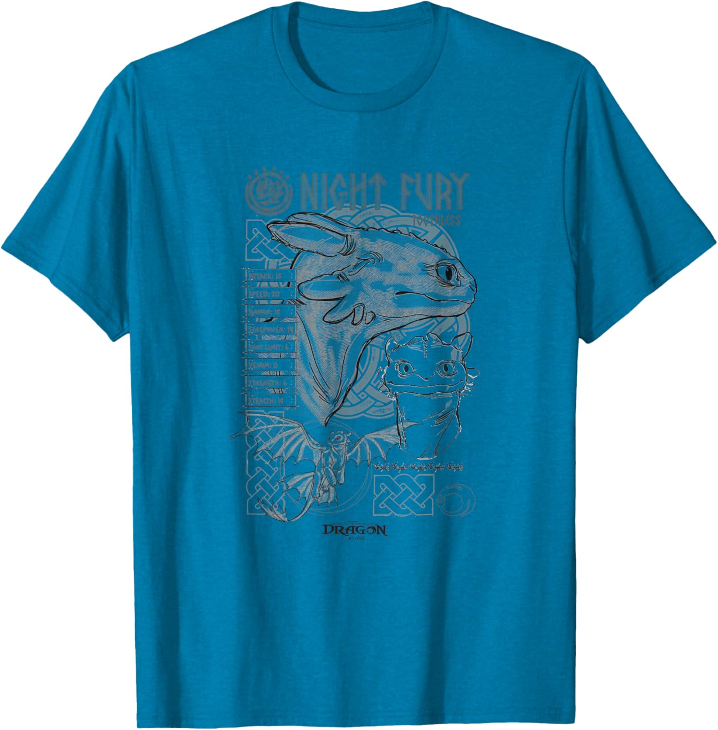 DreamWorks Dragons Toothless Night Fury Sketch T-Shirt for Fans - 22
