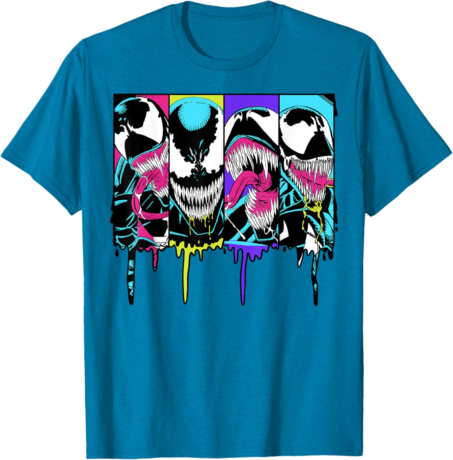 Colorful Marvel Venom Dripping Comic Panel T-Shirt for Fans and Collectors - 8