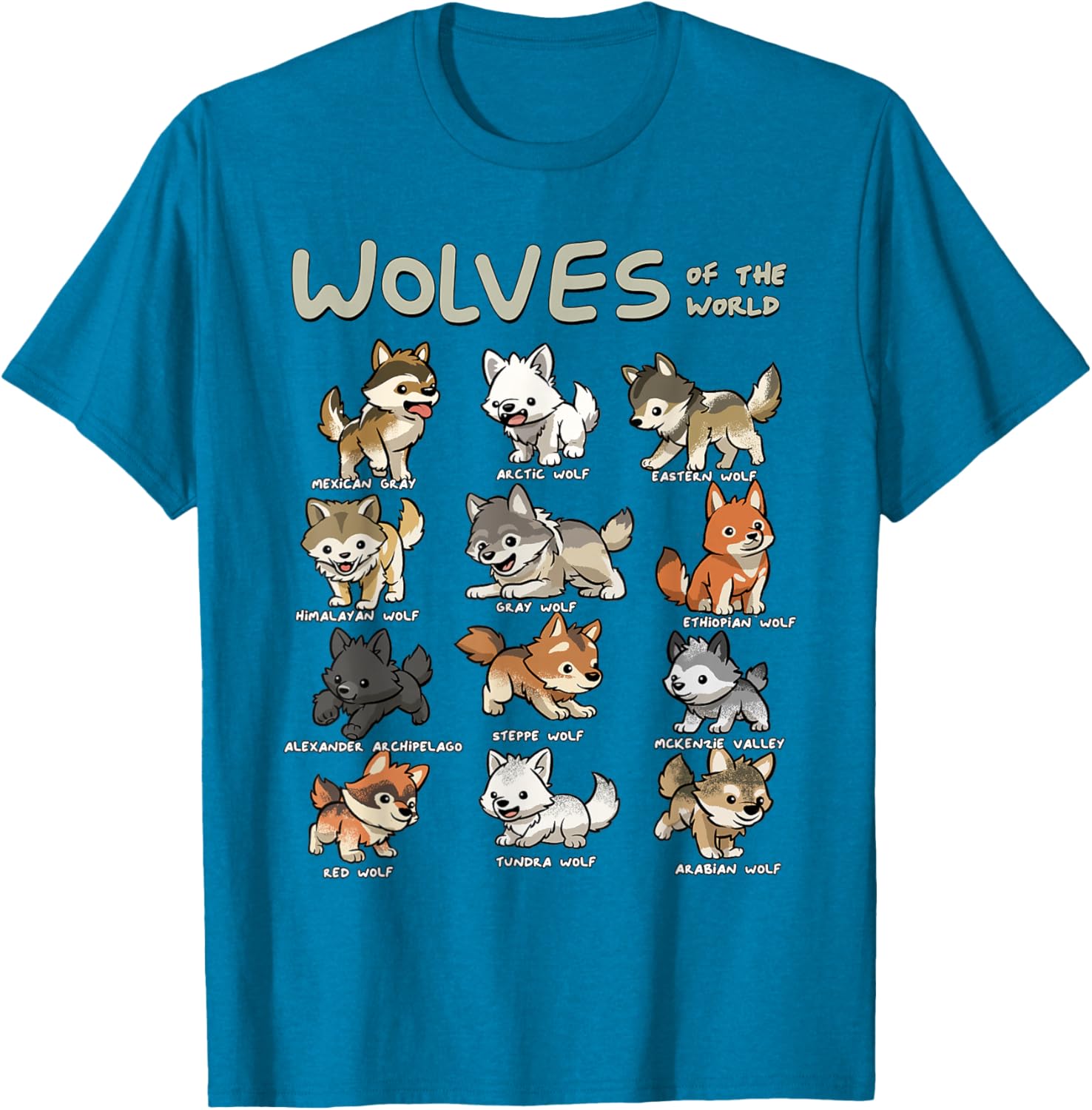 Charming Chibi Wolf T-Shirt for Animal Lovers - Cute Wolves Design - 17