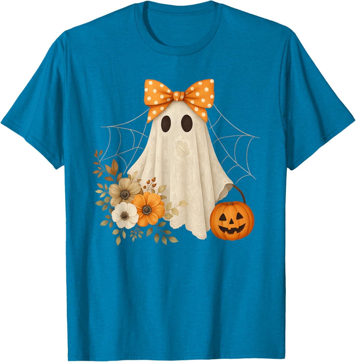 Coquette Ghost Halloween Flower Lace T-Shirt for a Spooky Look - 12