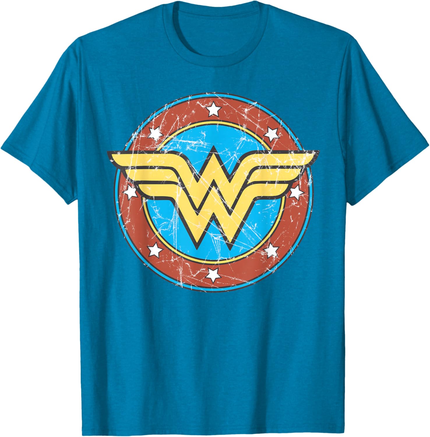 DC Wonder Woman Distressed Logo Circle T-Shirt for Superhero Fans - 14