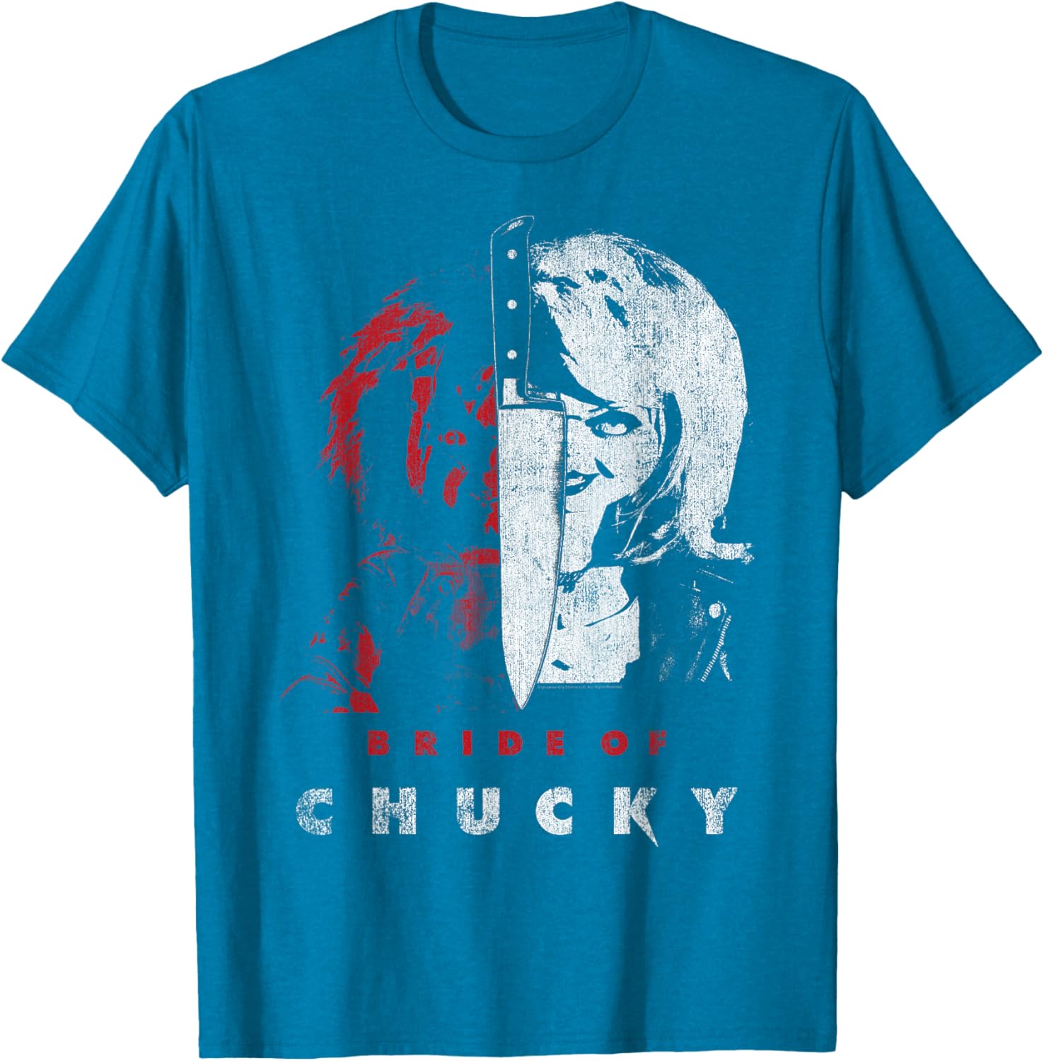 Child's Play Bride of Chucky Split Portrait T-Shirt for Horror Fans - 2