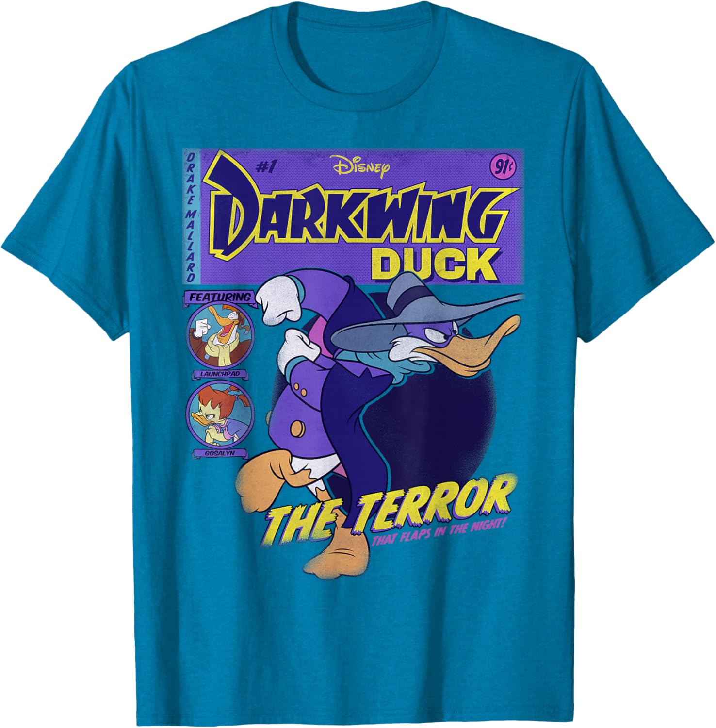 Disney Darkwing Duck Black T-Shirt for Adults Classic Fit Crew Neck - 4
