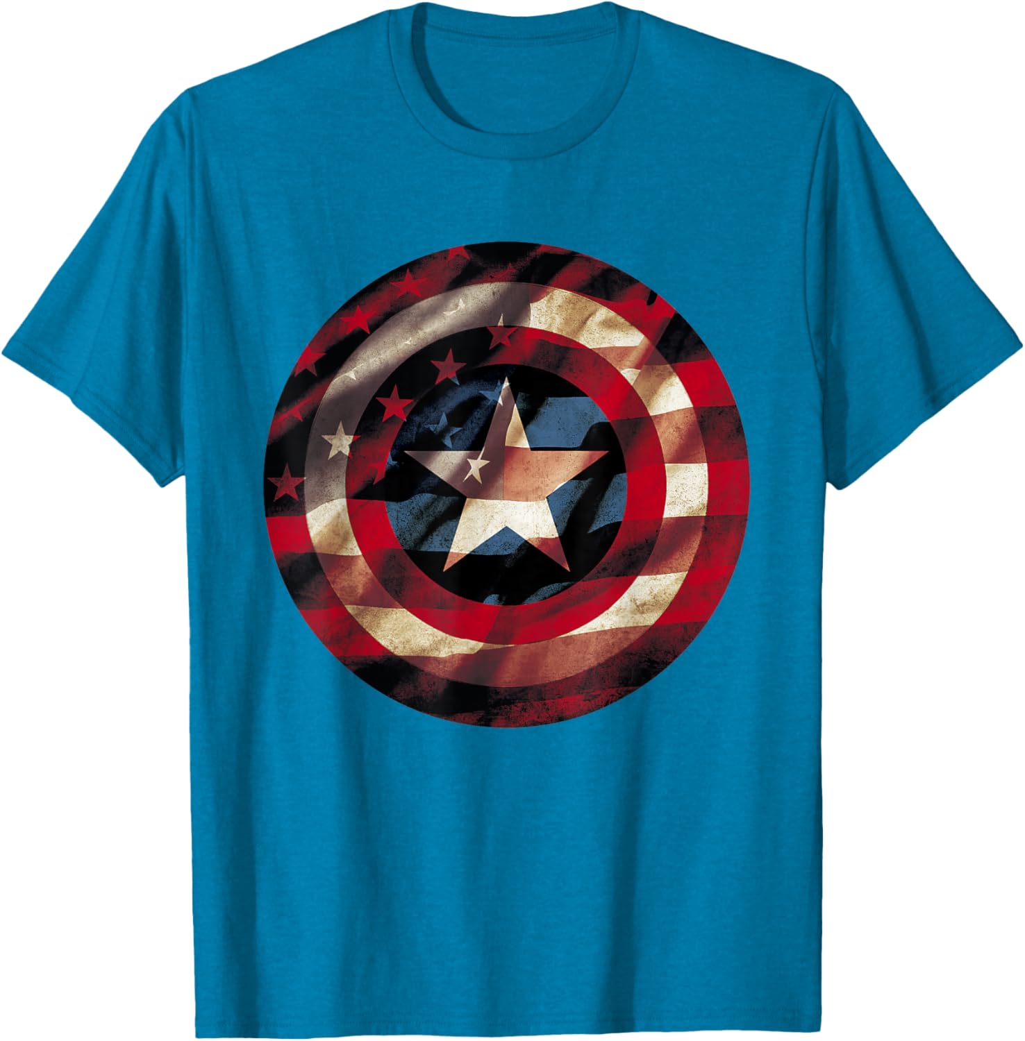 Captain America Graphic T-Shirt with Flag Fill Shield Design for Fans - 2