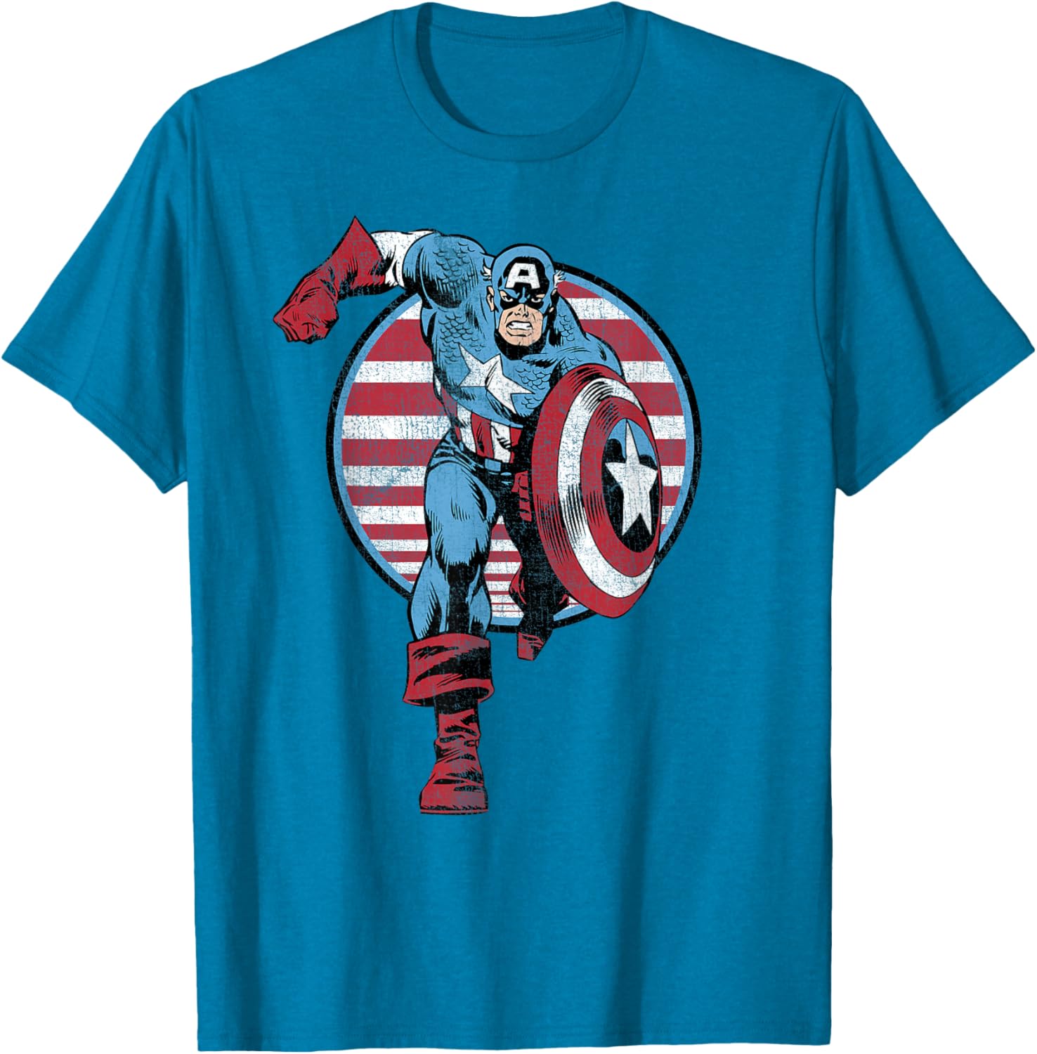 Vintage Captain America Retro Comic Circle T-Shirt for Fans - 14