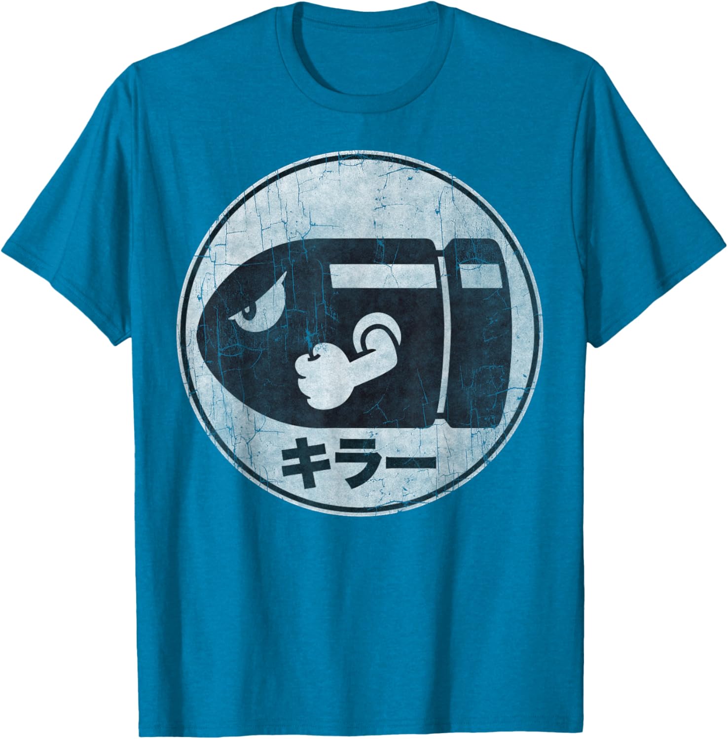 Super Mario Bullet Bill Distressed Kanji Logo T-Shirt for Fans - 13