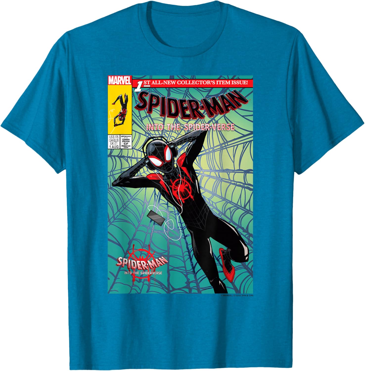 Classic Marvel Spider-Man Crew Neck T-Shirt Black 100% Cotton for Fans - 1